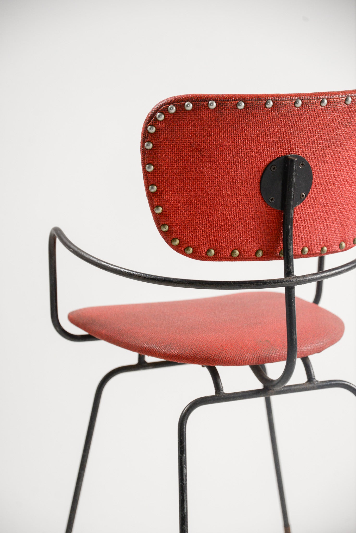 Metal Frame Chair with Red Upholstery / メタルフレーム チェア レッド