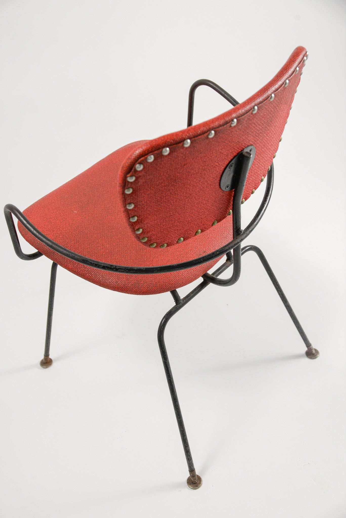 Metal Frame Chair with Red Upholstery / メタルフレーム チェア レッド