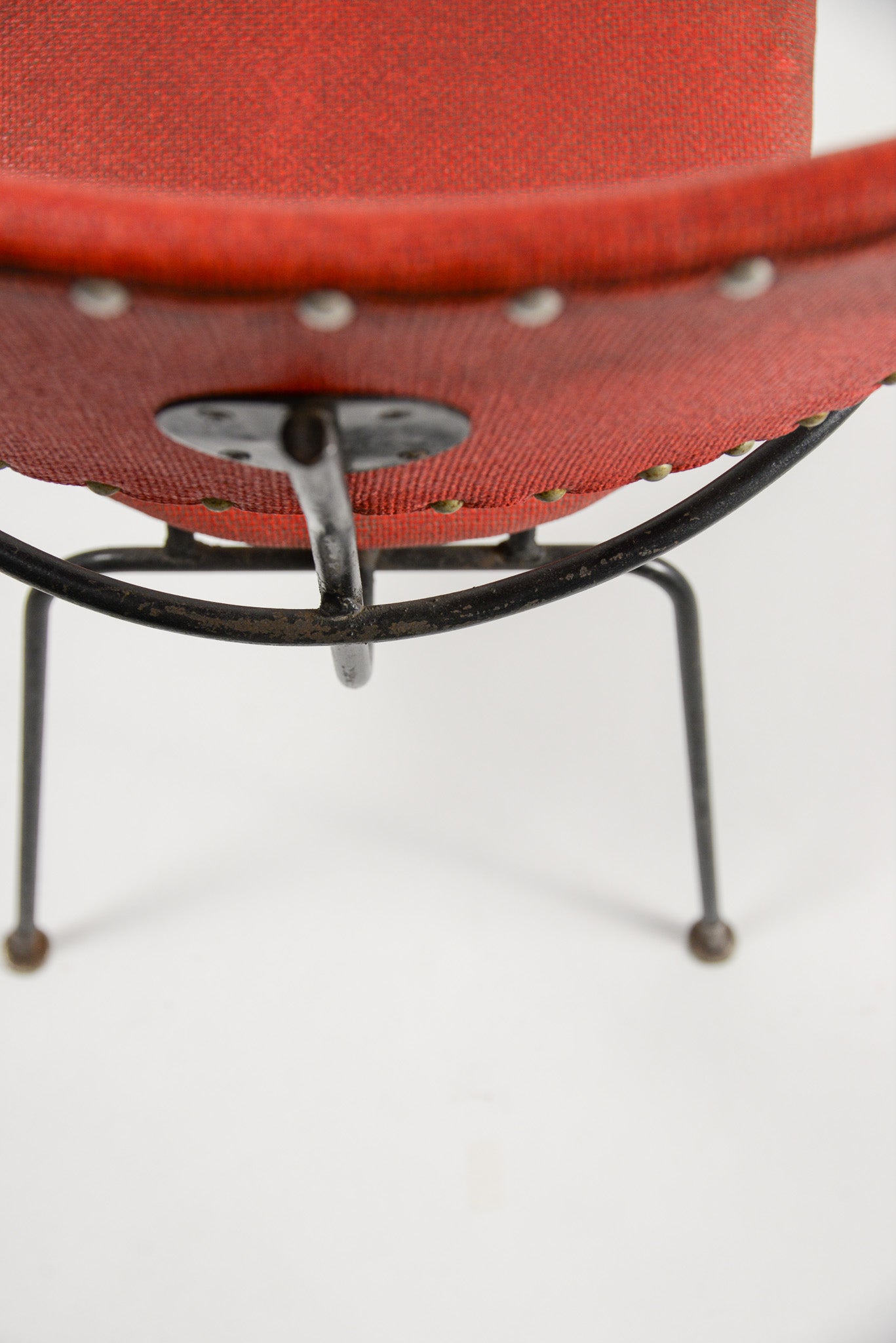 Metal Frame Chair with Red Upholstery / メタルフレーム チェア レッド
