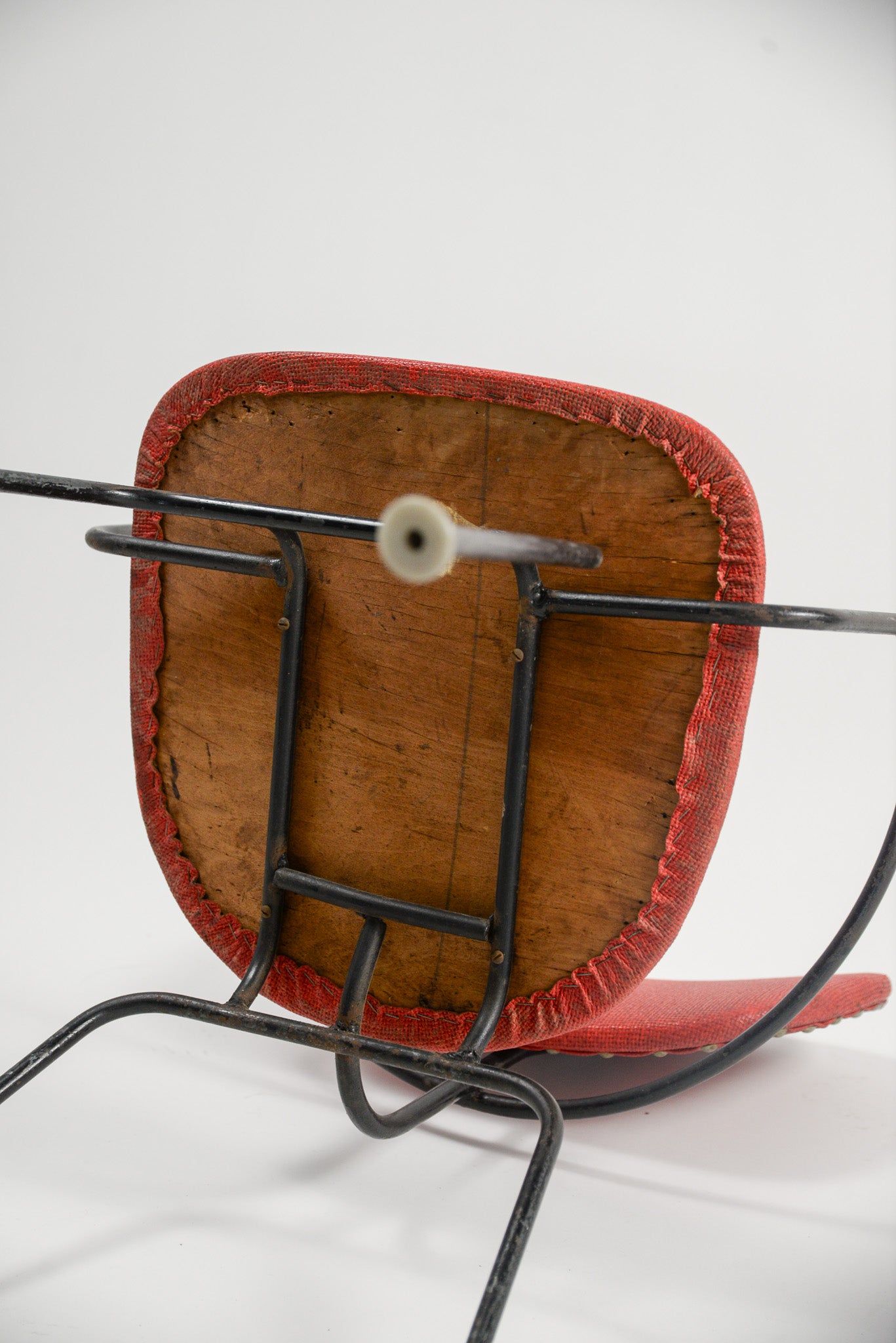 Metal Frame Chair with Red Upholstery / メタルフレーム チェア レッド