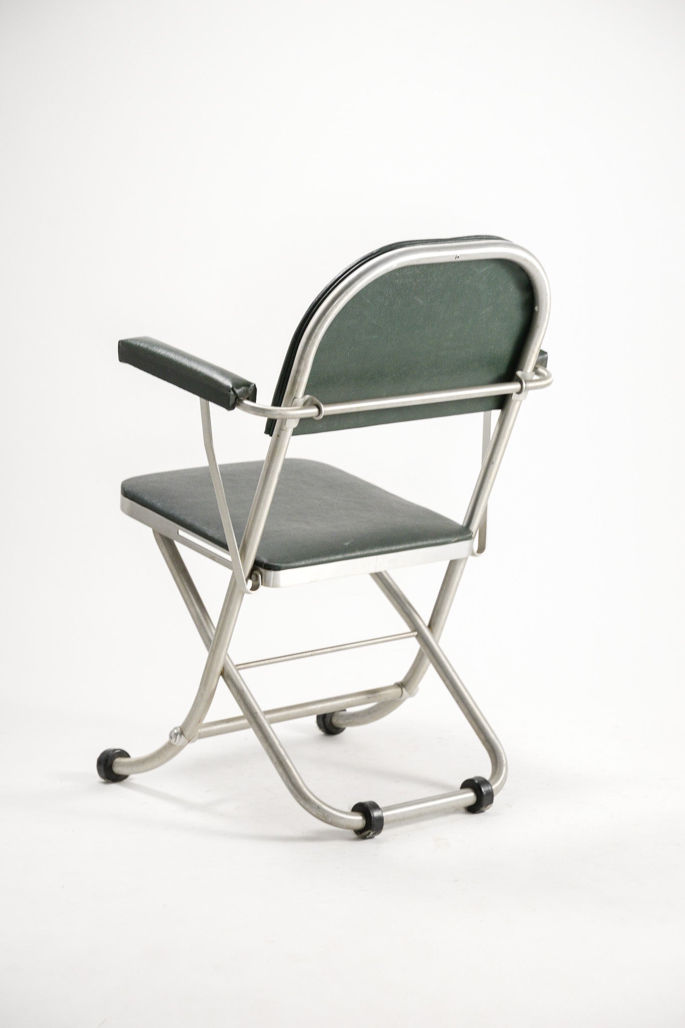 Green Fabric Folding Chair / 緑ファブリック 折りたたみイス