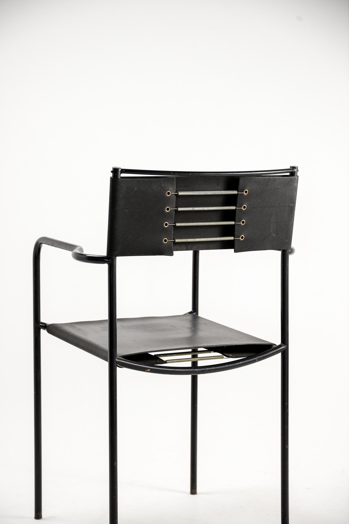Black Leather Metal Armchair / 黒レザー メタルアームチェア