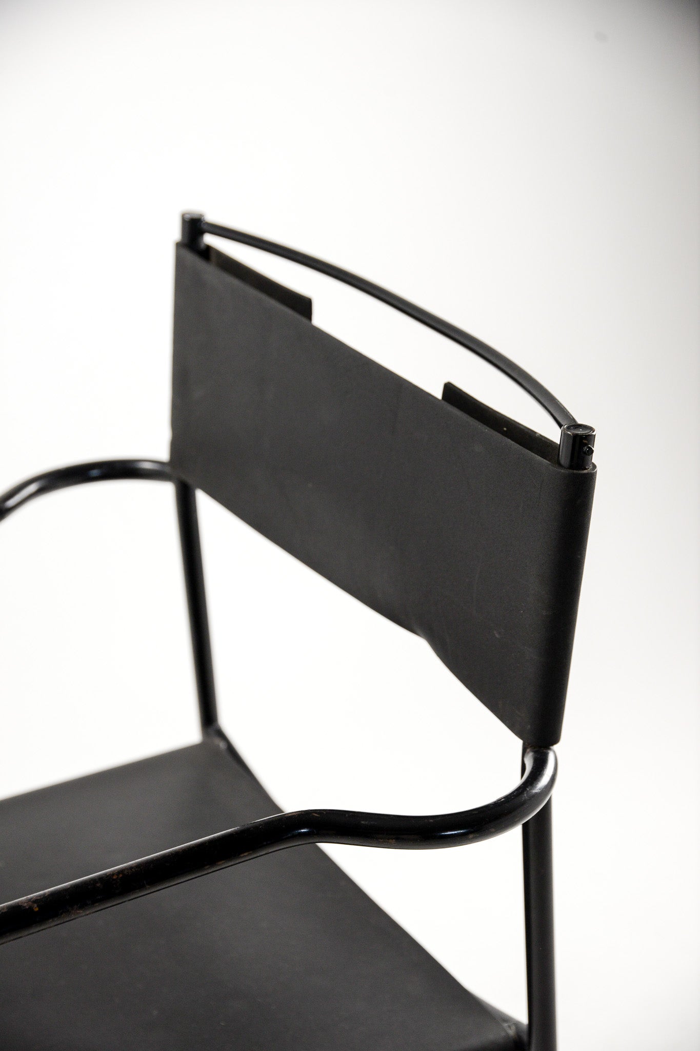 Black Leather Metal Armchair / 黒レザー メタルアームチェア