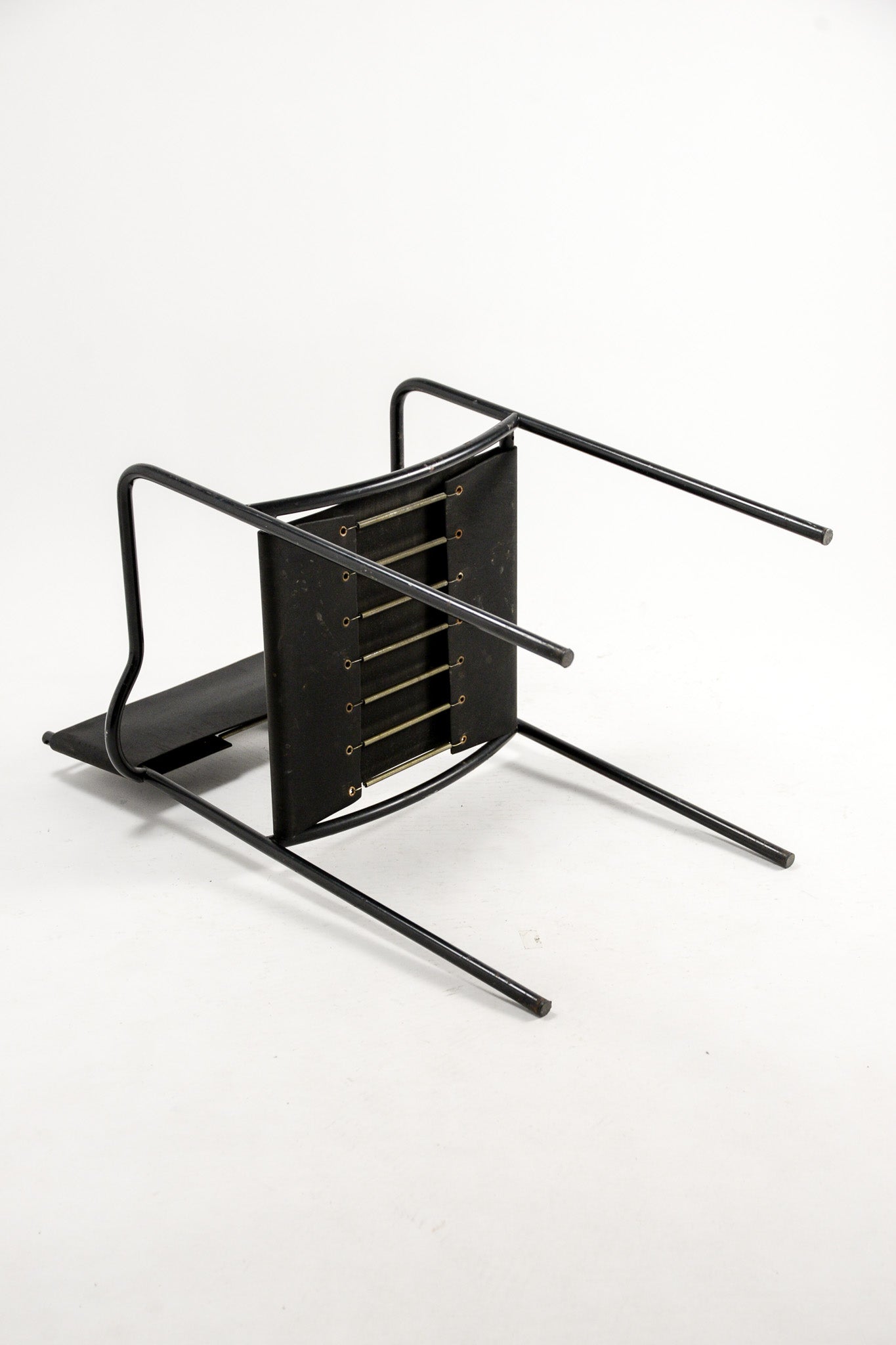 Black Leather Metal Armchair / 黒レザー メタルアームチェア