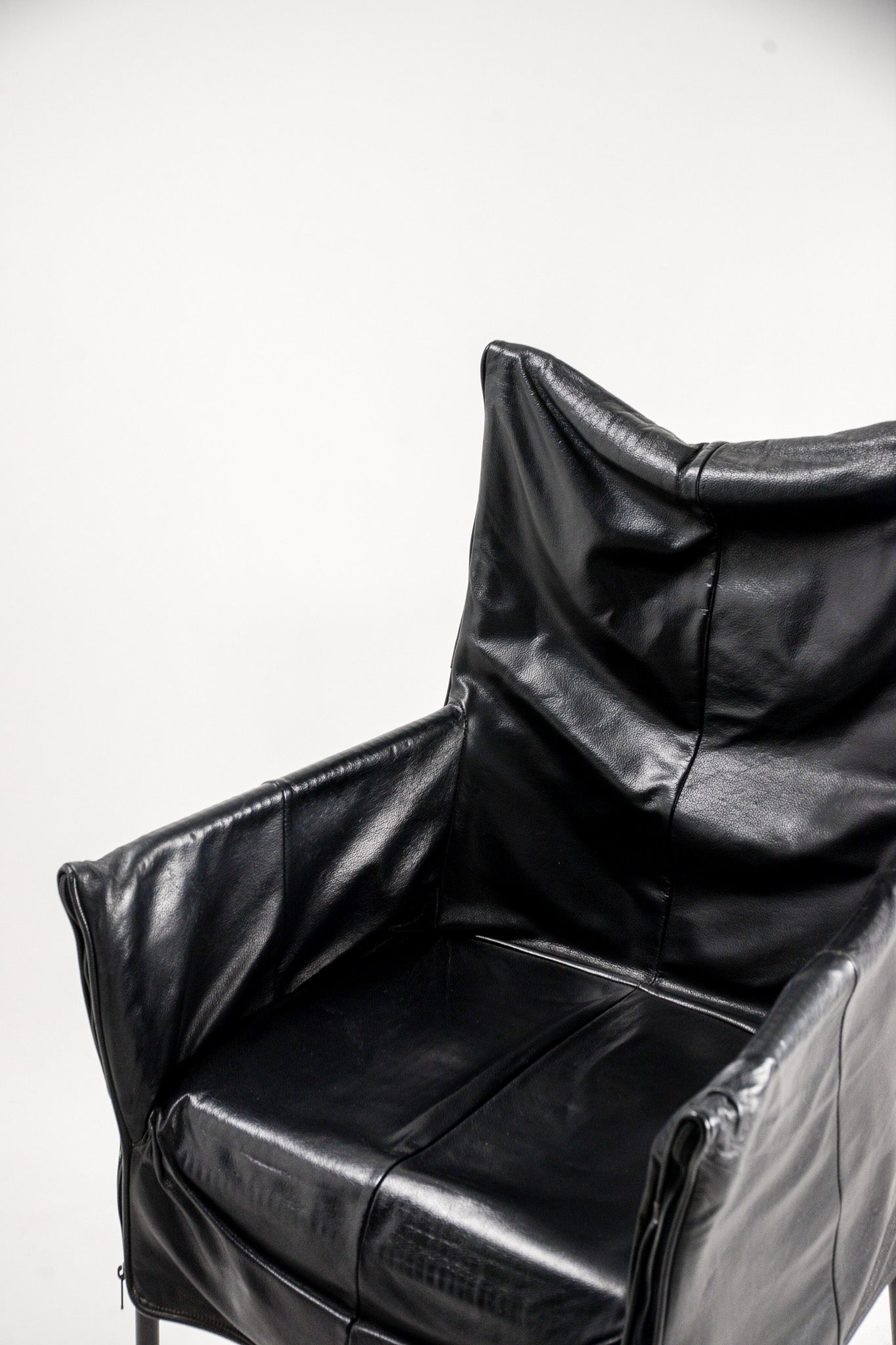 Vintage Black Leather Zipper Chair / ヴィンテージ ブラックレザー ジッパーチェア