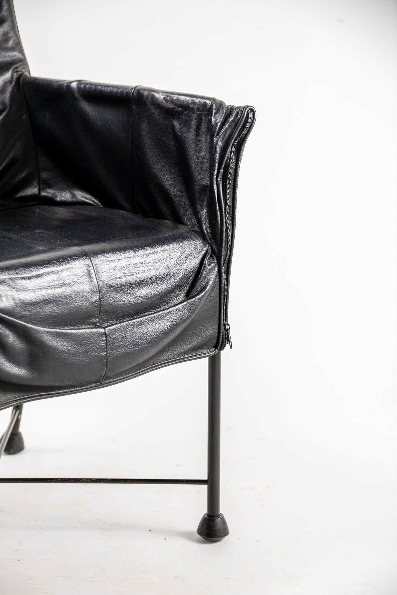 Vintage Black Leather Zipper Chair / ヴィンテージ ブラックレザー ジッパーチェア