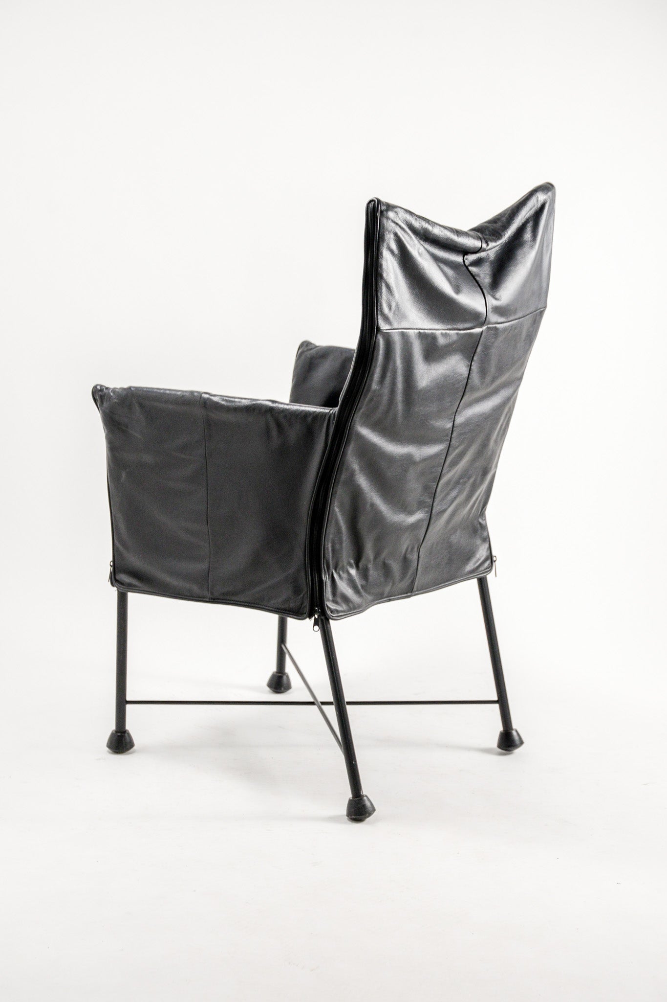 Vintage Black Leather Zipper Chair / ヴィンテージ ブラックレザー ジッパーチェア