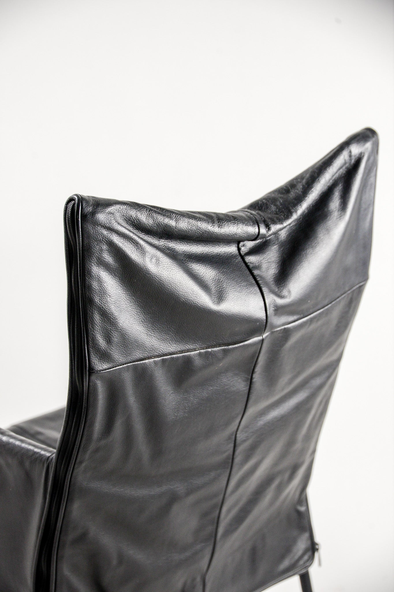 Vintage Black Leather Zipper Chair / ヴィンテージ ブラックレザー ジッパーチェア