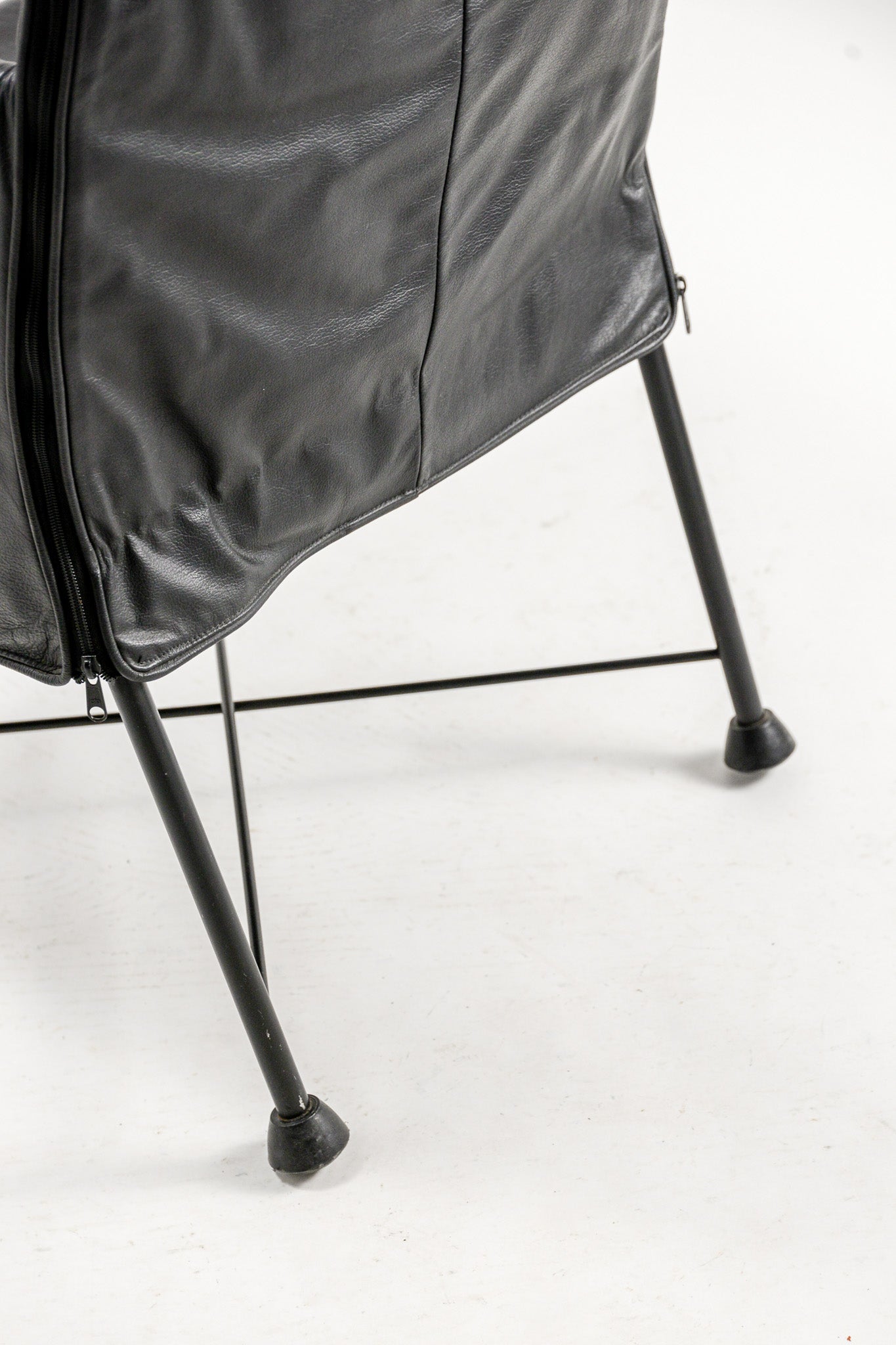 Vintage Black Leather Zipper Chair / ヴィンテージ ブラックレザー ジッパーチェア