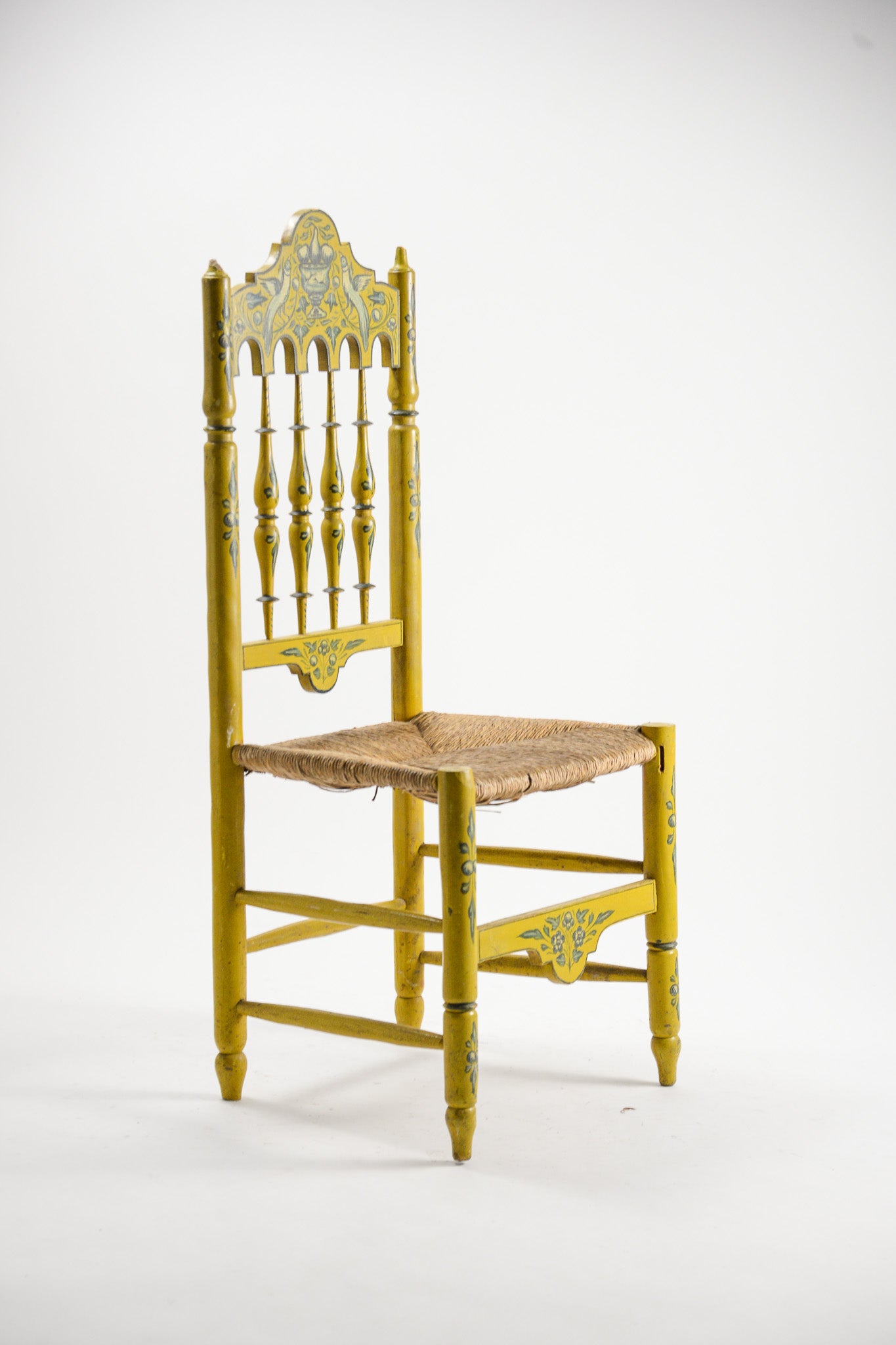 Bird Painted Chair / 鳥のペイントチェア (イエロー)