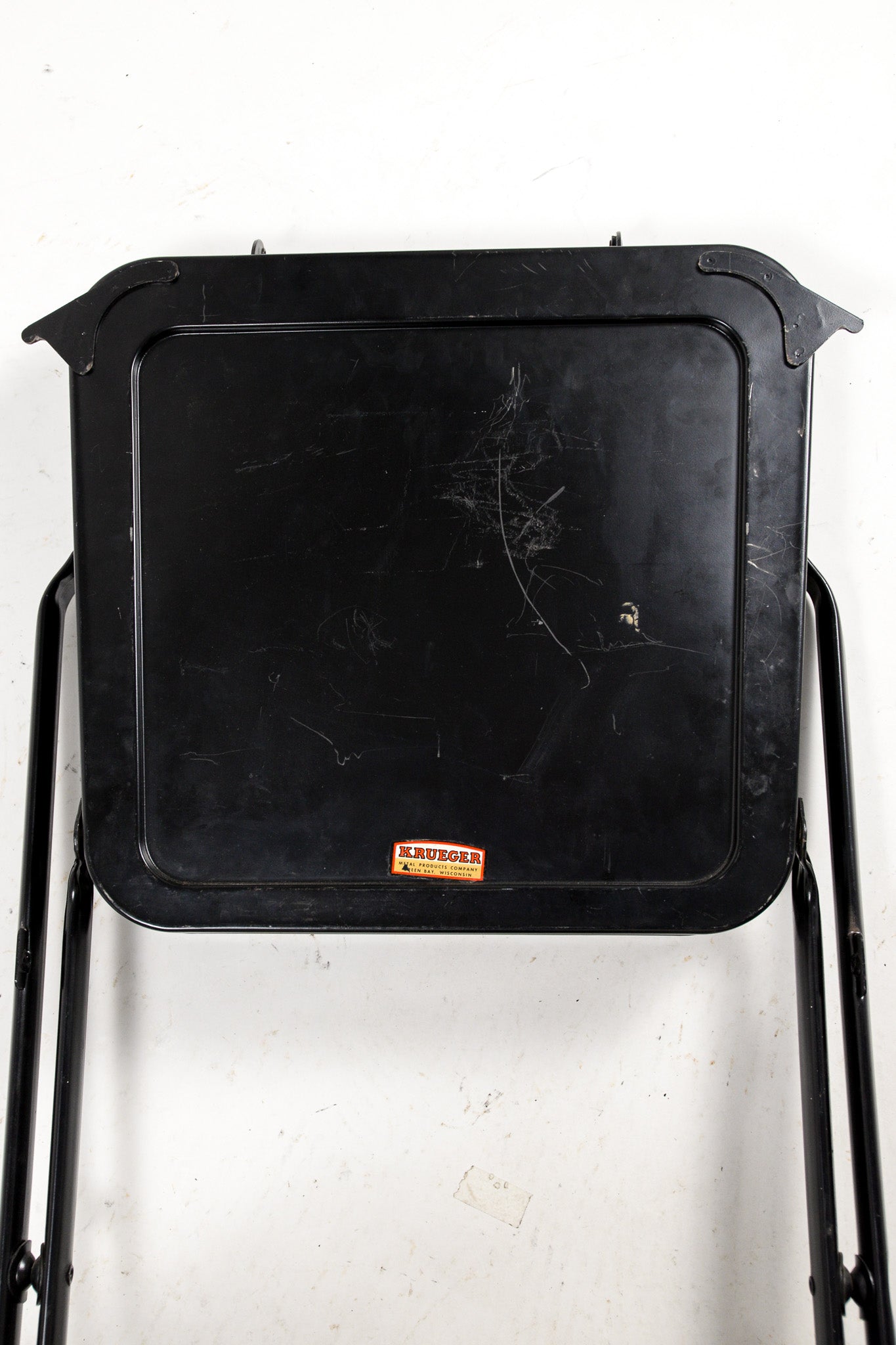 KRUEGER Black Fabric Metal Folding Chair / KRUEGER 黒ファブリック メタル折りたたみイス