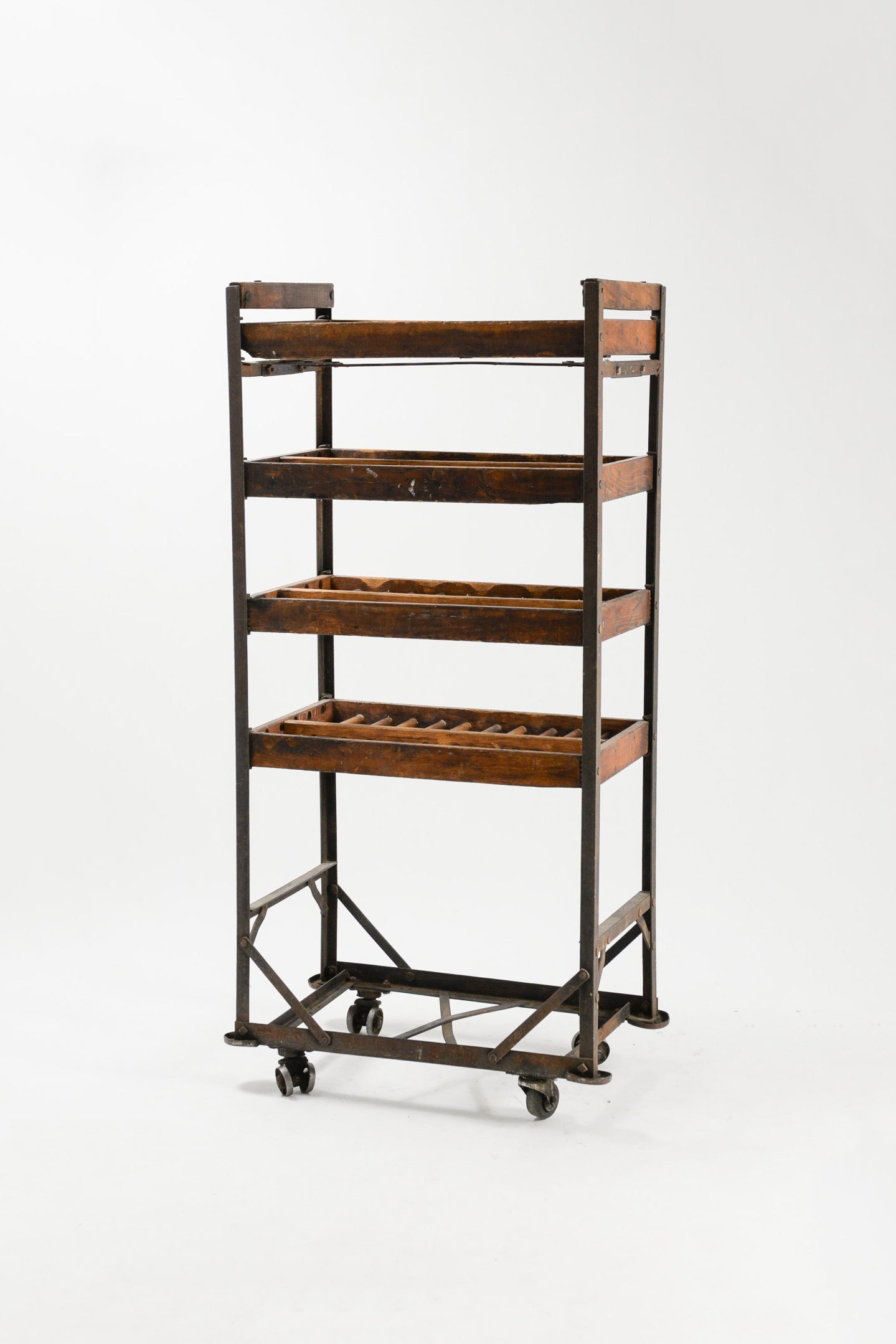 Vintage Wood &amp; Iron Shoes Rack / ヴィンテージ ウッド&アイアン シューズラック