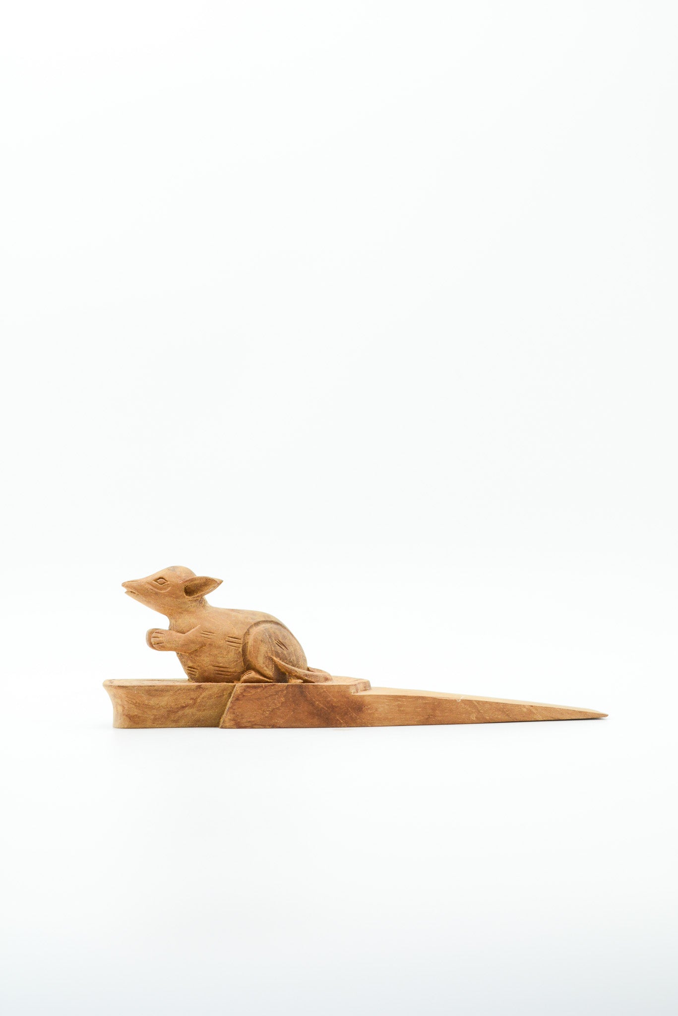 木彫りのネズミのドアストッパー / Wooden Mouse Door Stopper
