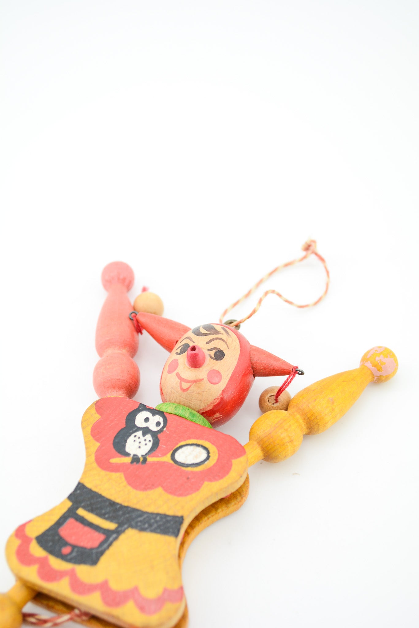 Wooden Jumping Jack Puppet "Jester" / 木製のあやつり人形（ピエロ）