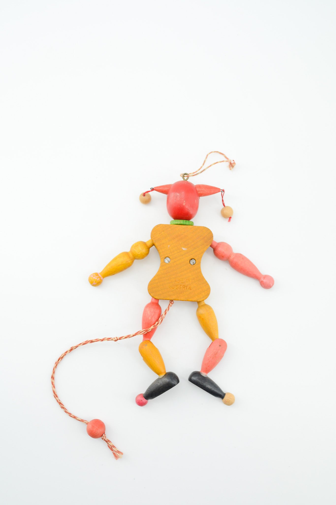 Wooden Jumping Jack Puppet "Jester" / 木製のあやつり人形（ピエロ）