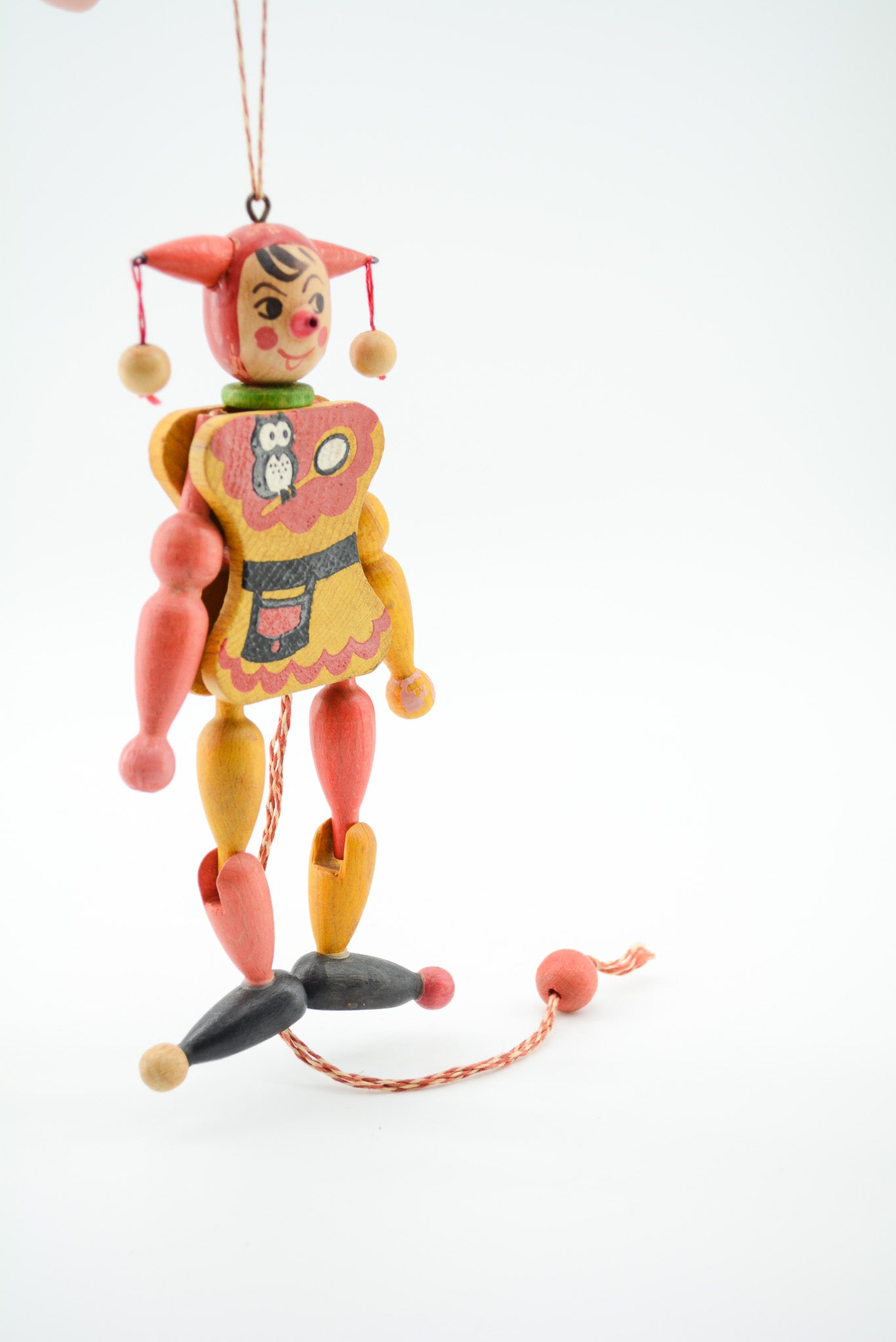 Wooden Jumping Jack Puppet "Jester" / 木製のあやつり人形（ピエロ）