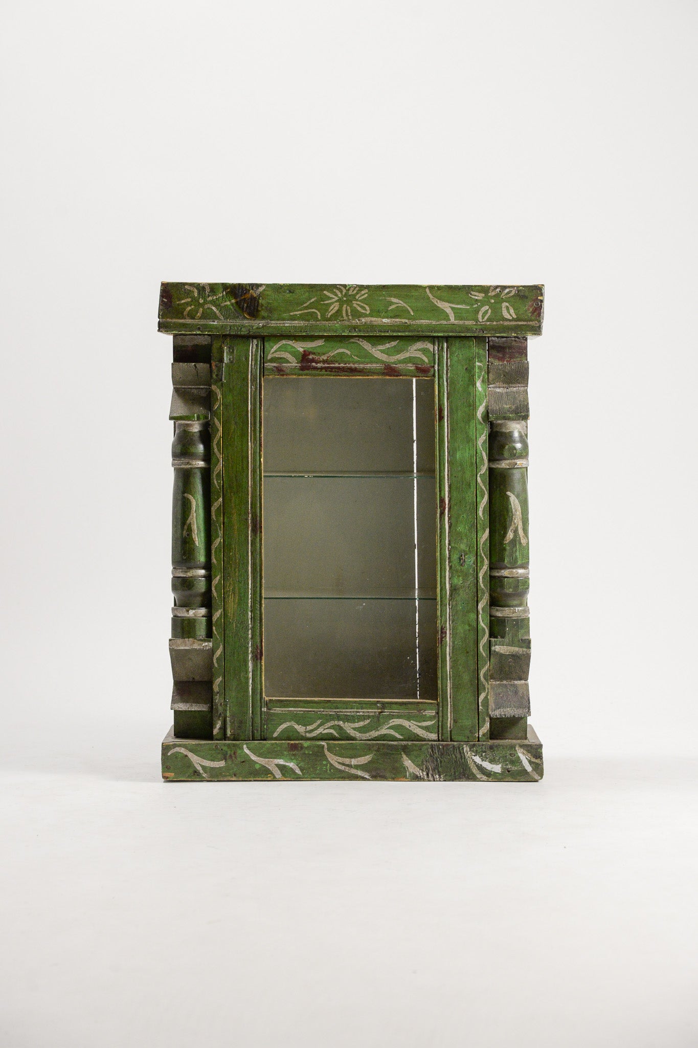 Green Wooden Glass Case / ガラスケース 緑木製