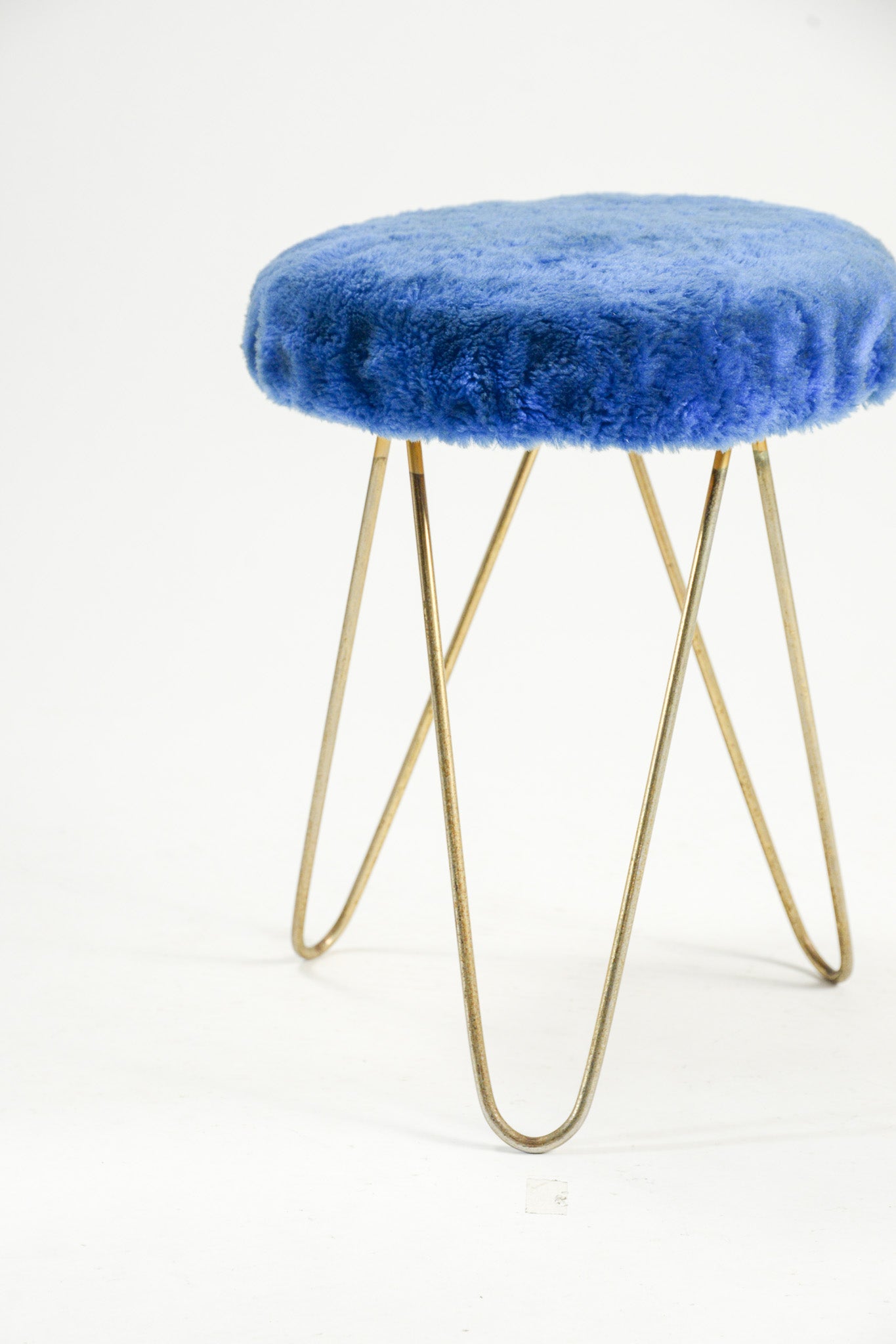 MOFU MOFU Stool Blue / モフモフ スツール（青×ゴールド）