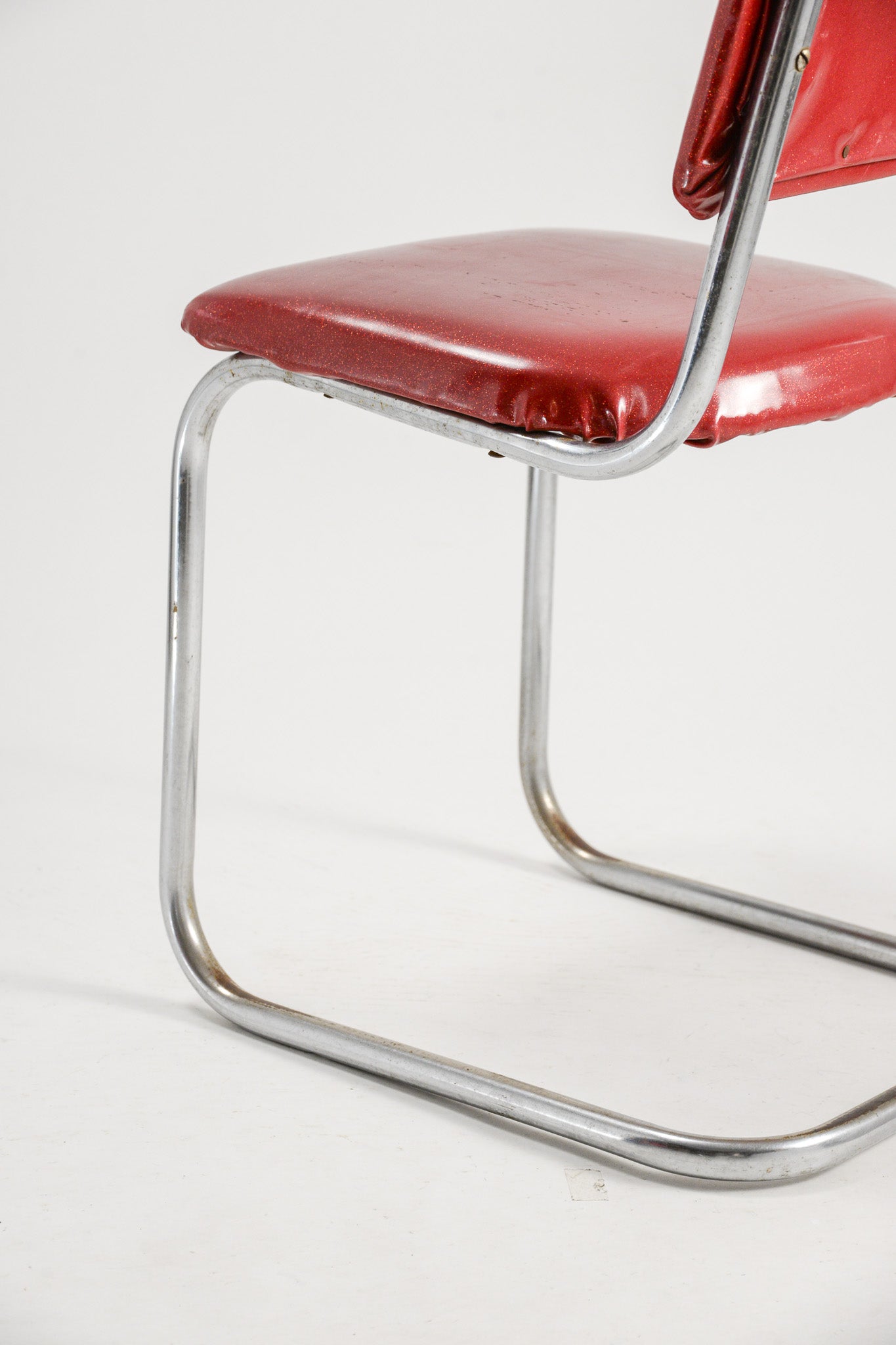 Vintage Red Lame Fabric Side Chair / 赤ラメファブリックチェア