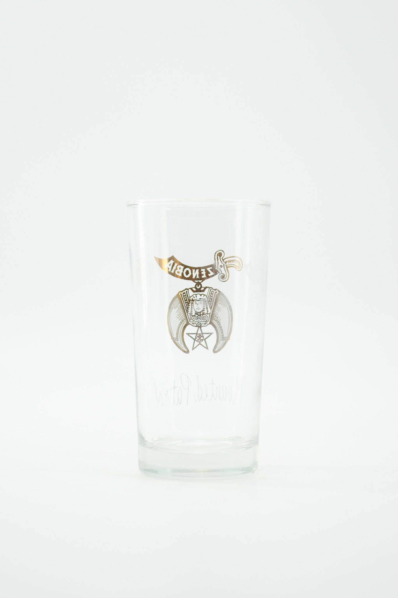 Shriner Glass Light Blue & Gold / シュライナー グラス 水色、金プリント