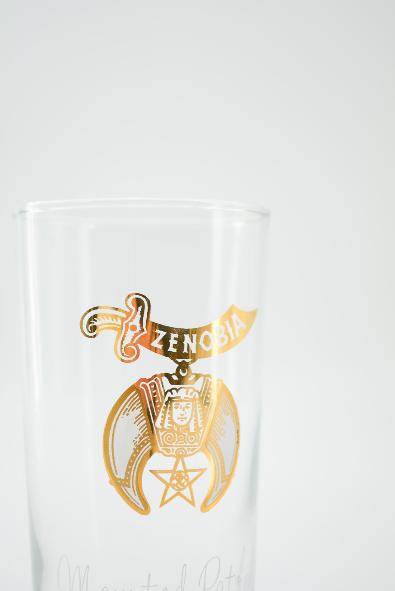 Shriner Glass Light Blue & Gold / シュライナー グラス 水色、金プリント