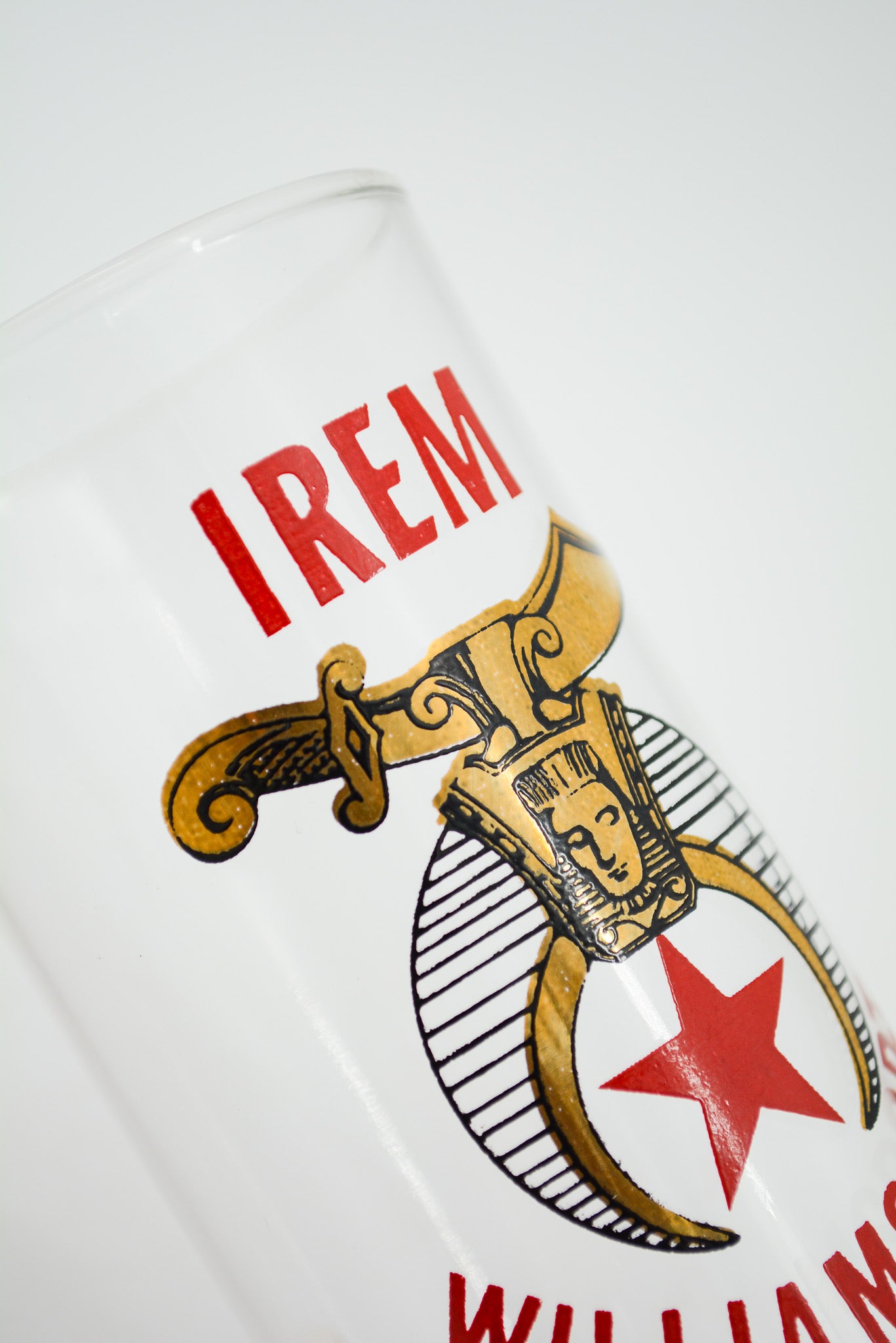 Shriner Glass Red & Gold / シュライナー　グラス　赤、金プリント