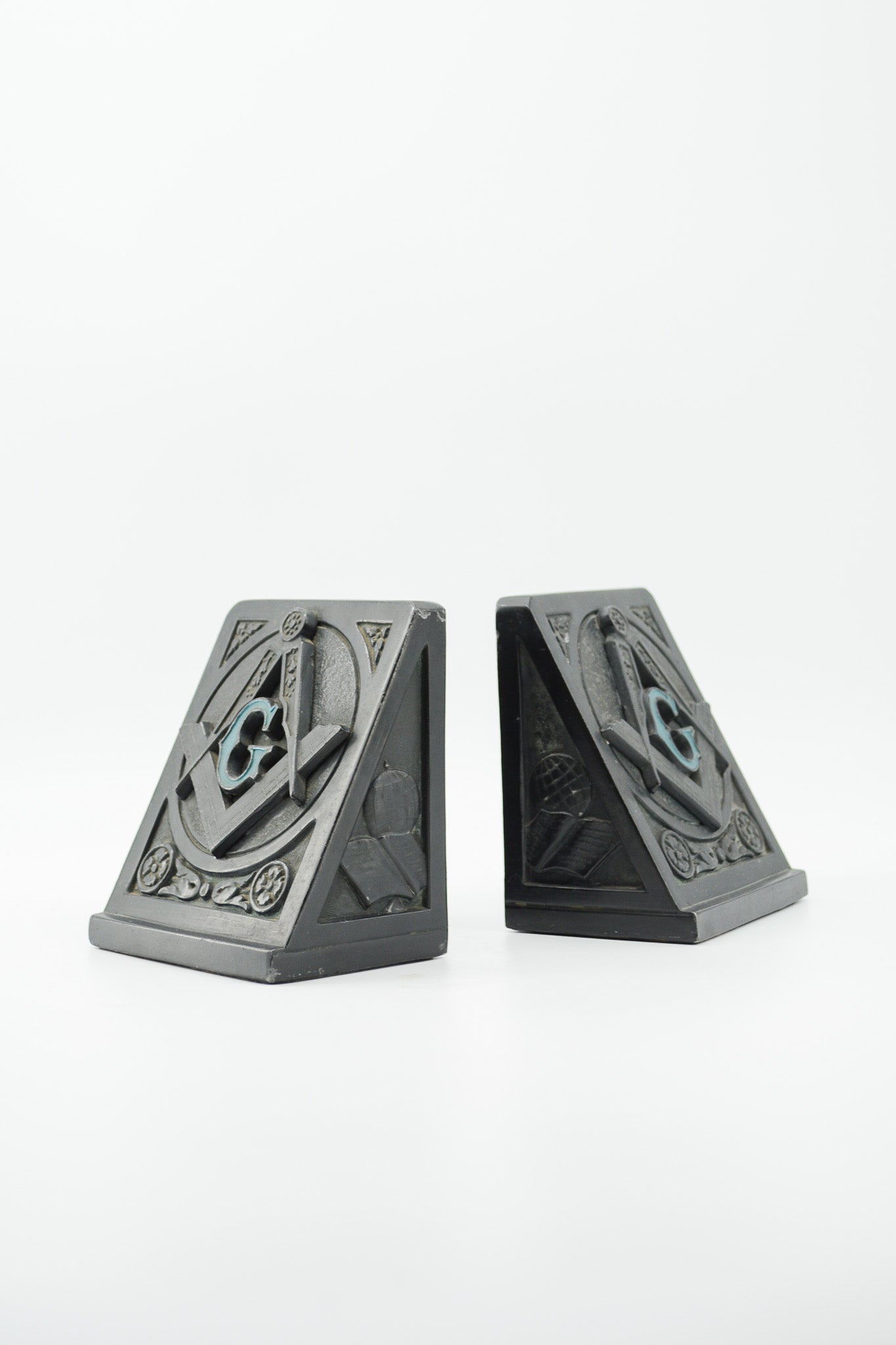Masonic Bookends by Crescent Metal Works / フリーメイソン ブックエンド（2点セット）