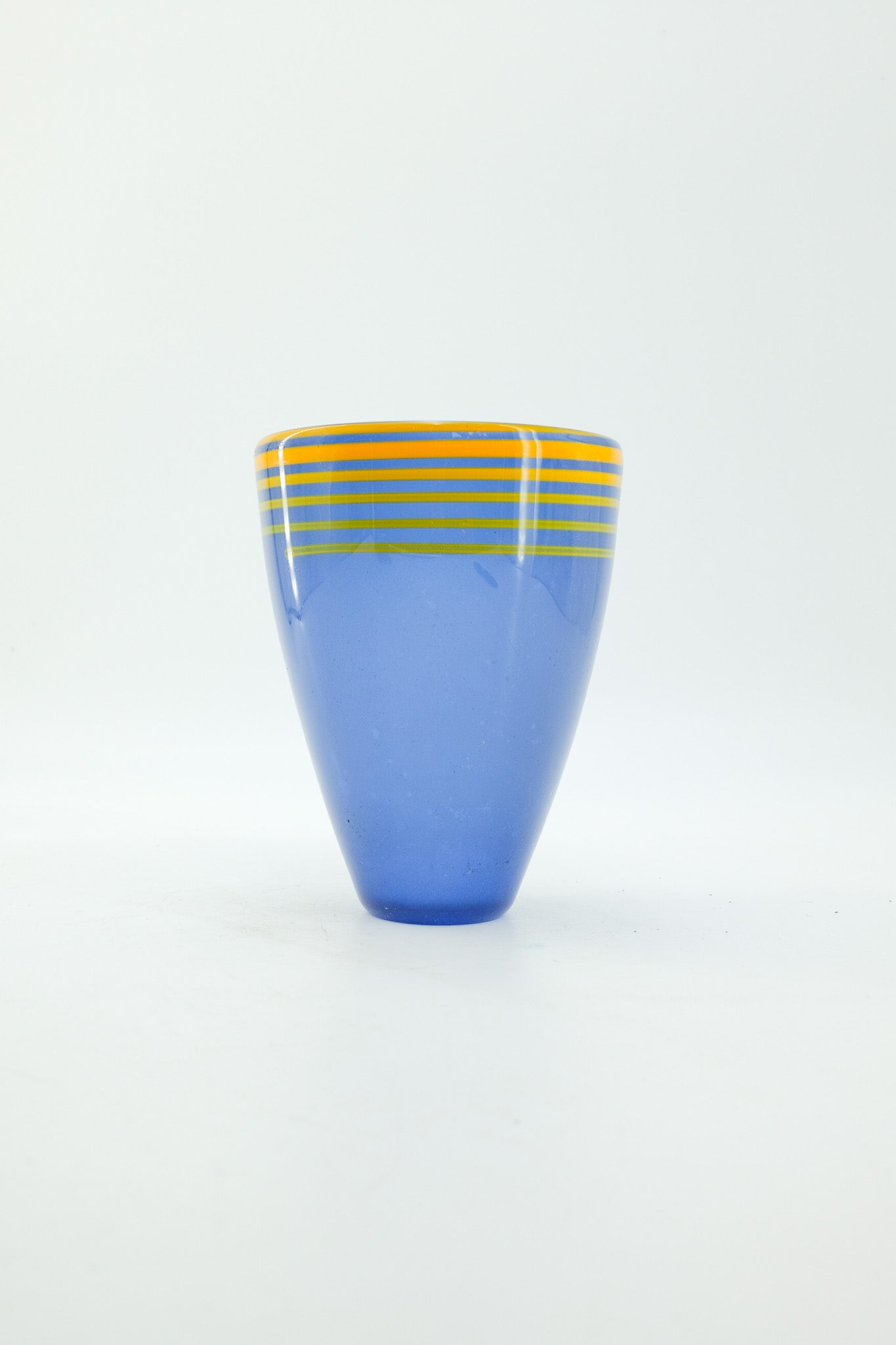 Blue and Yellow Tornado Line Glass Vase / ブルー＆イエロー トルネードライン ガラス花器