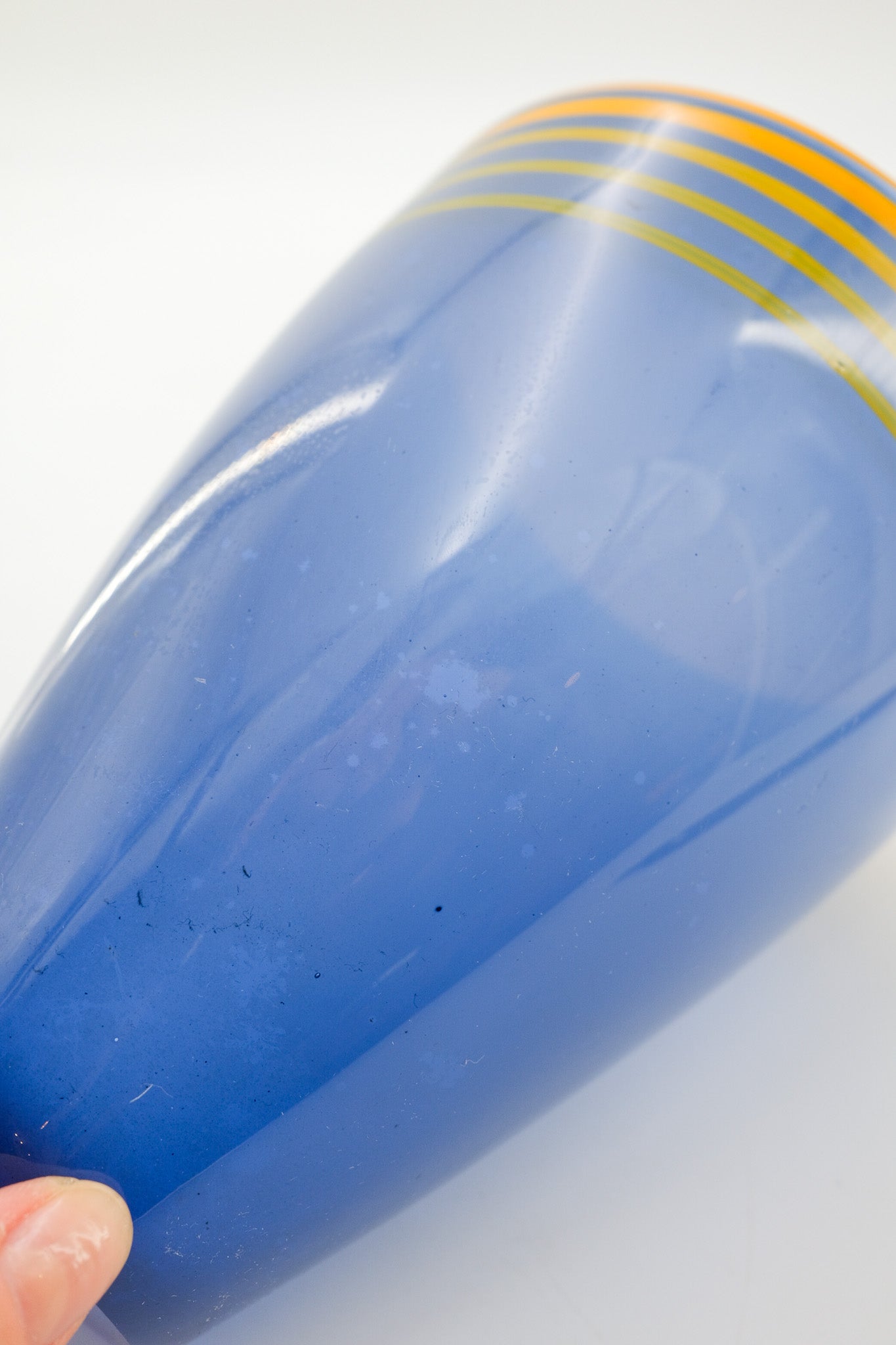 Blue and Yellow Tornado Line Glass Vase / ブルー＆イエロー トルネードライン ガラス花器