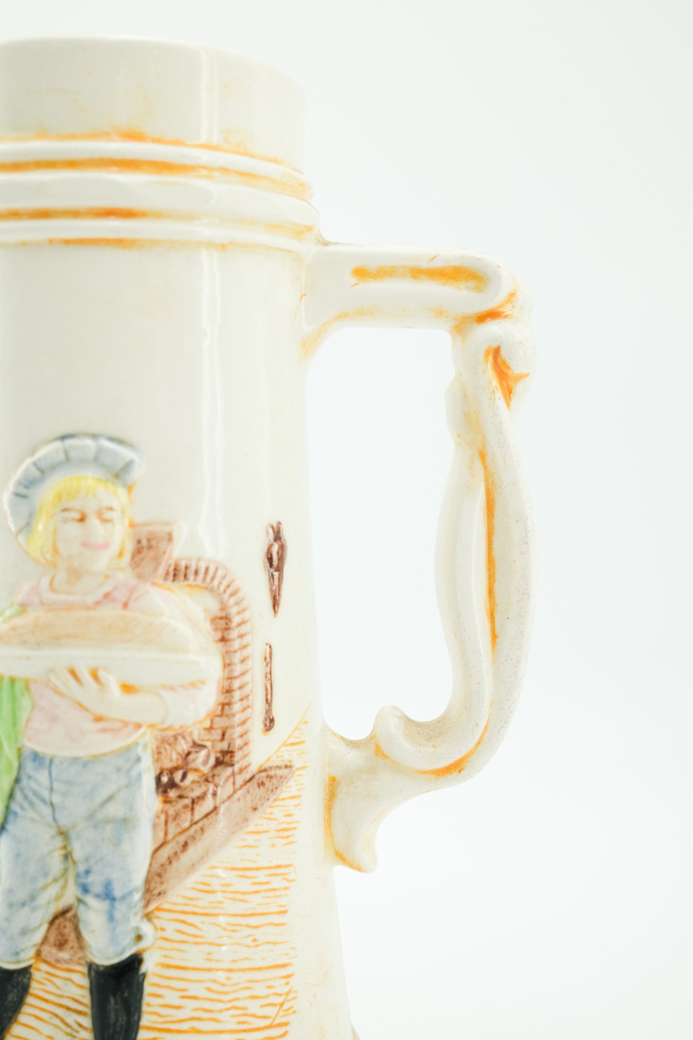 Vintage Ceramic Pitcher with Baker Relief / 陶器の水さし（パン職人レリーフ）
