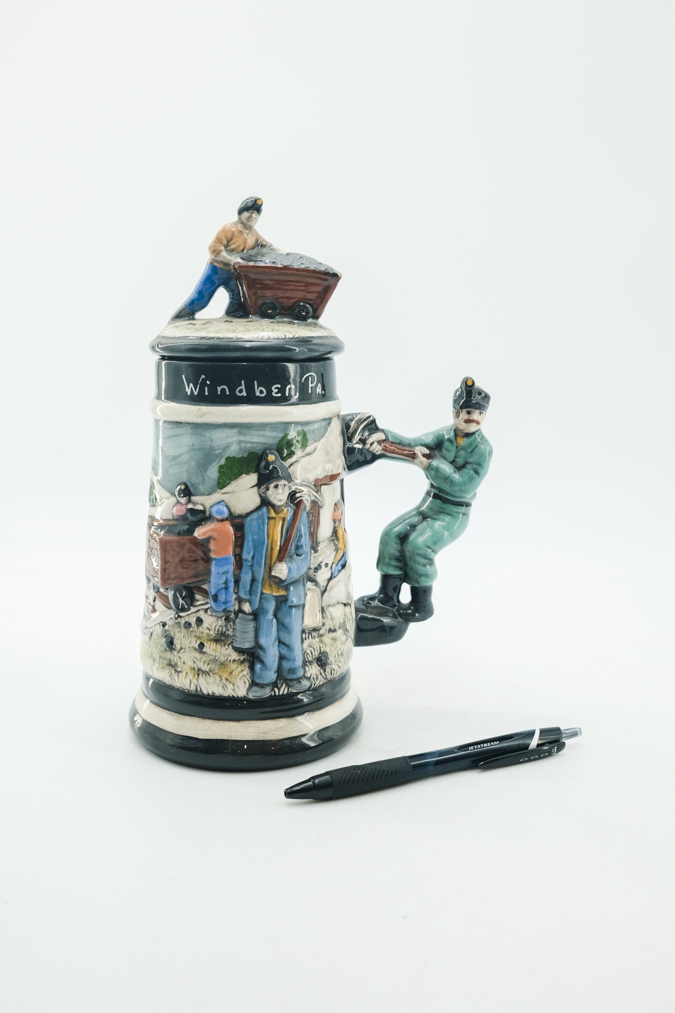 Windber Pa. Ceramic Beer Stein / ウィンバー 炭鉱夫モチーフ 陶器製 ビアジョッキ