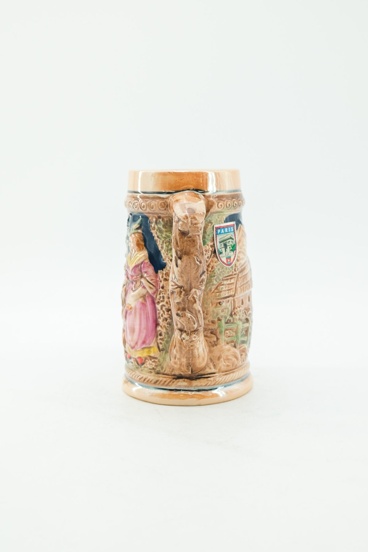 Vintage Beer Stein Mug with Paris Sticker / ヴィンテージ ビアジョッキ型マグカップ（パリステッカー）