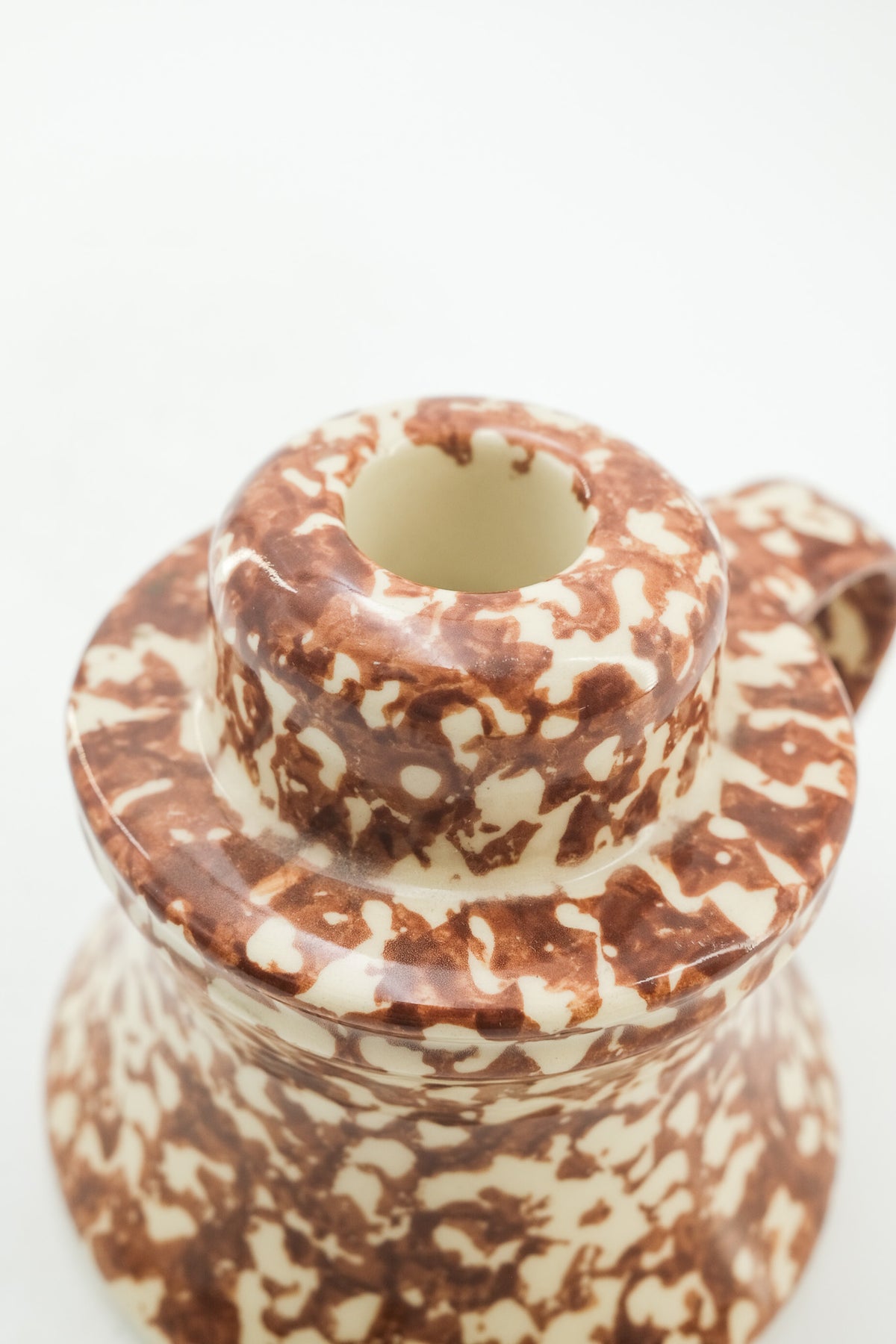Spongeware Chamberstick Candle Holder (Brown) / スポンジウェア キャンドルホルダー（ブラウン）