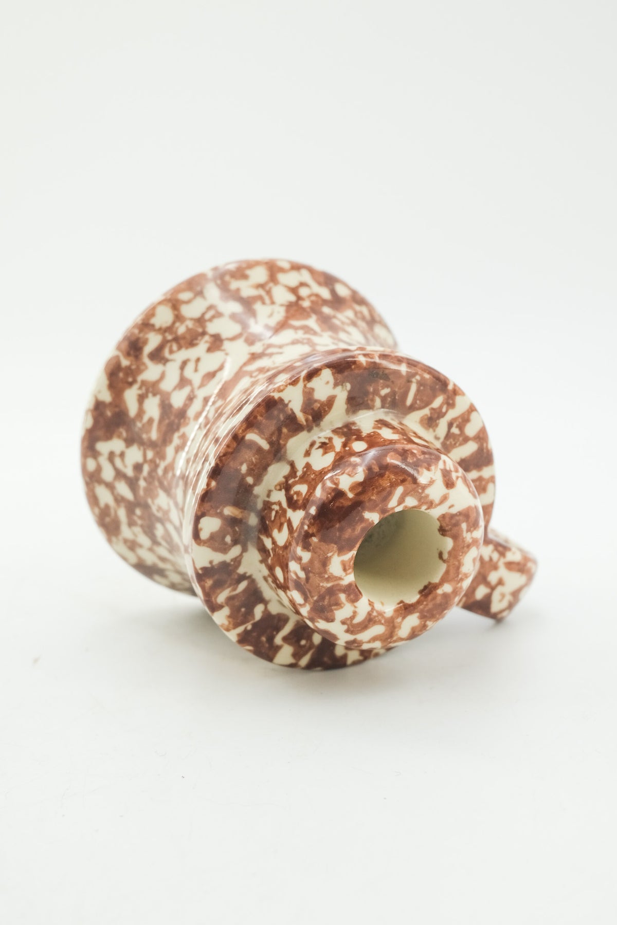 Spongeware Chamberstick Candle Holder (Brown) / スポンジウェア キャンドルホルダー（ブラウン）