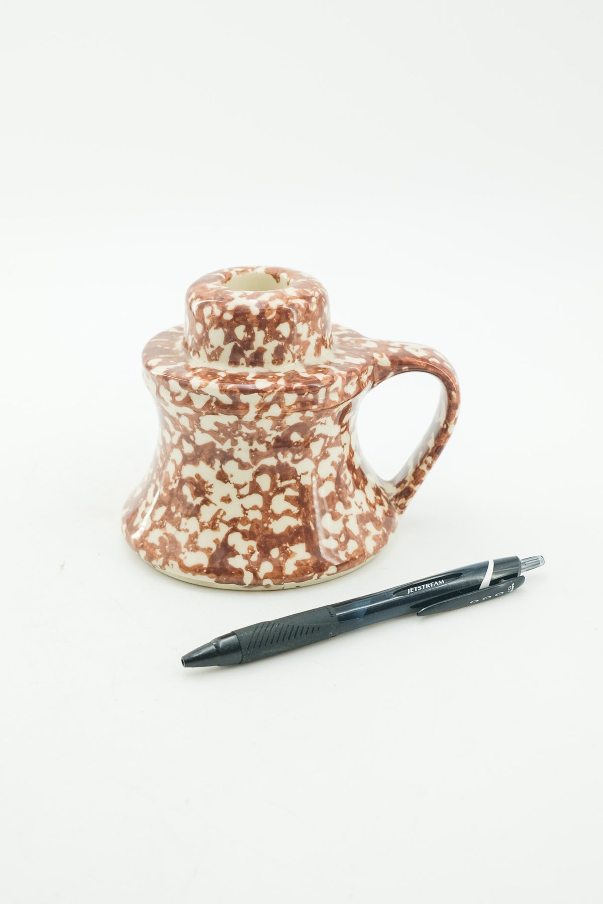 Spongeware Chamberstick Candle Holder (Brown) / スポンジウェア キャンドルホルダー（ブラウン）