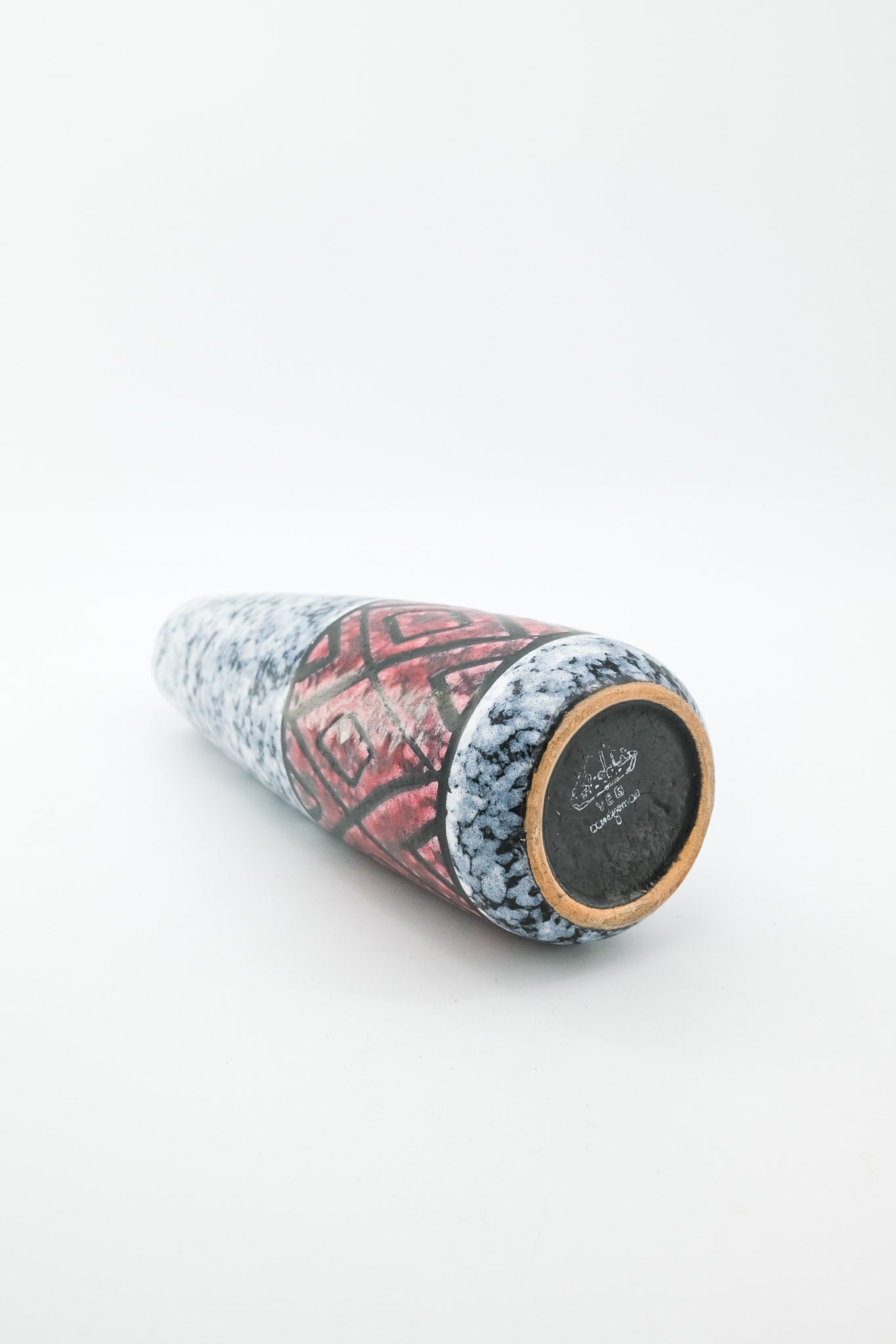 Tapered Ceramic Vase with Geometric Pattern / テーパード フラワーベース