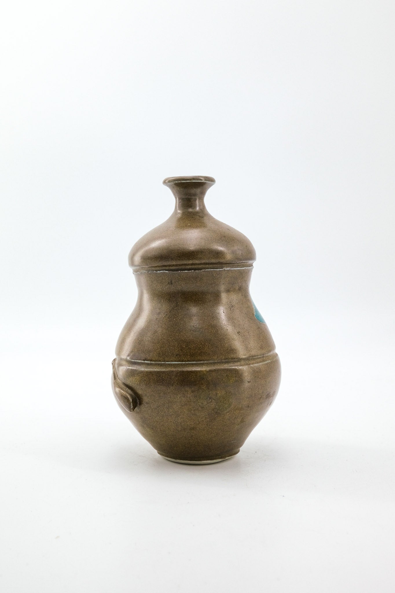 Pottery Jar with Turquoise Glaze / ターコイズ釉薬の陶器ジャー
