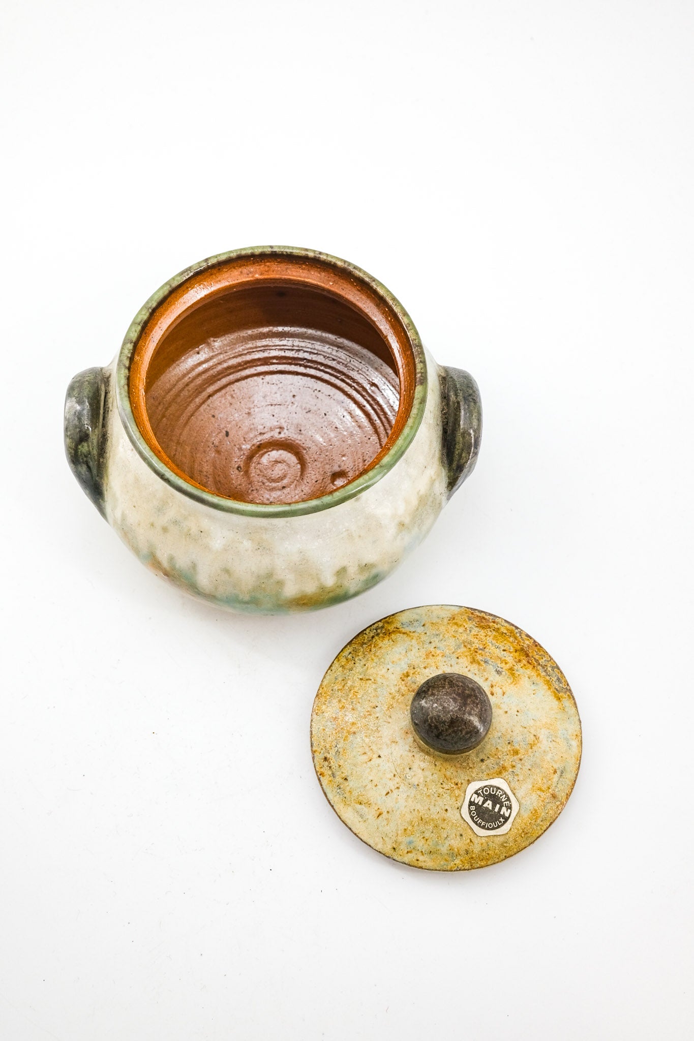 Pottery Jar with Lid - Bouffioulx / ベルギー Bouffioulx製 蓋付き陶器ジャー