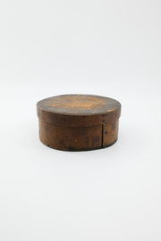 Vintage Wooden Round Bentwood Tally Box with Flower Pattern / ヴィンテージ 木製 ラウンド ベントウッド タリーボックス（花模様入り）