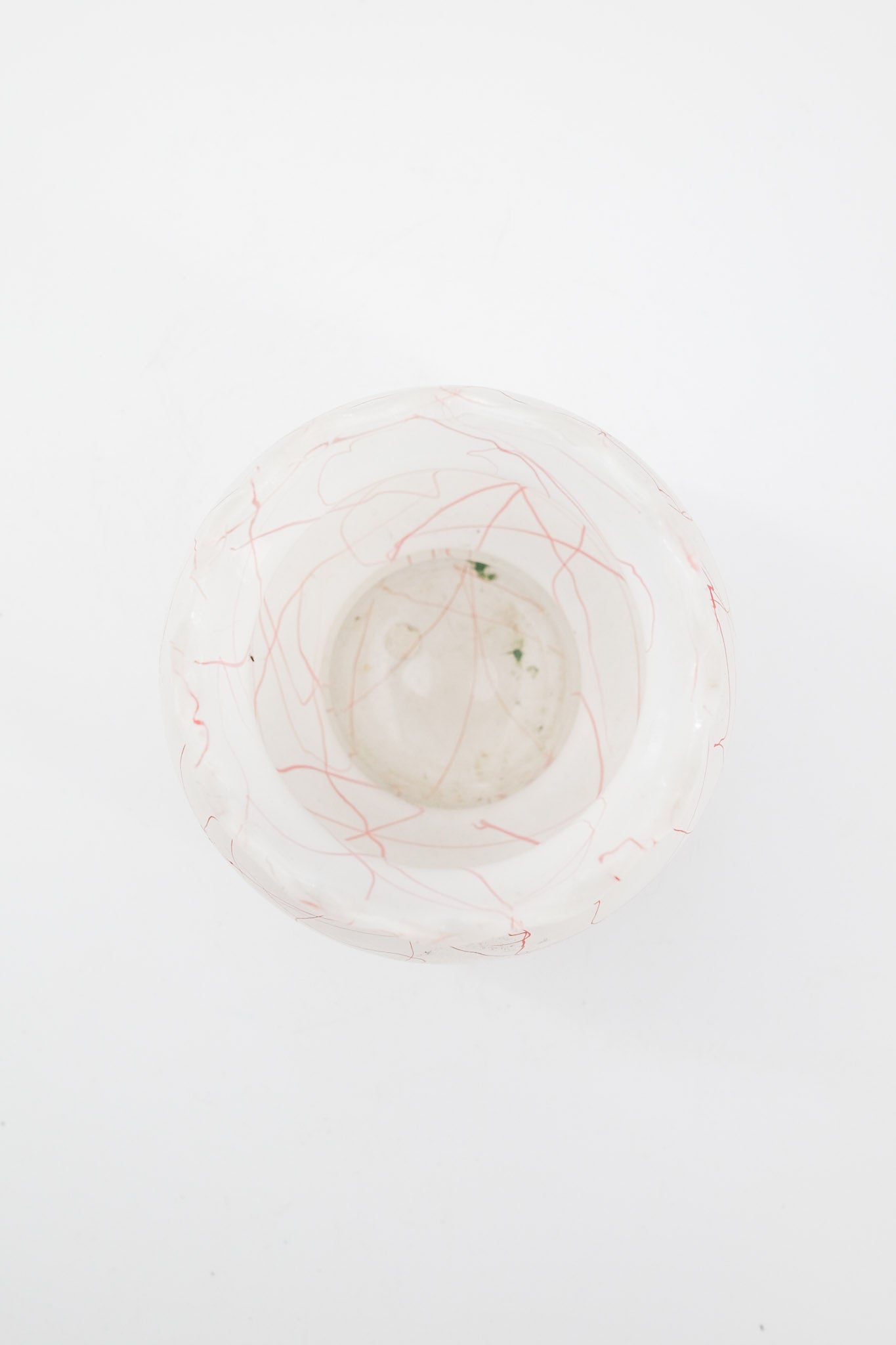 Red Thread Patterned Frosted Glass Vase / レッドスレッド フロストガラス フラワーベース