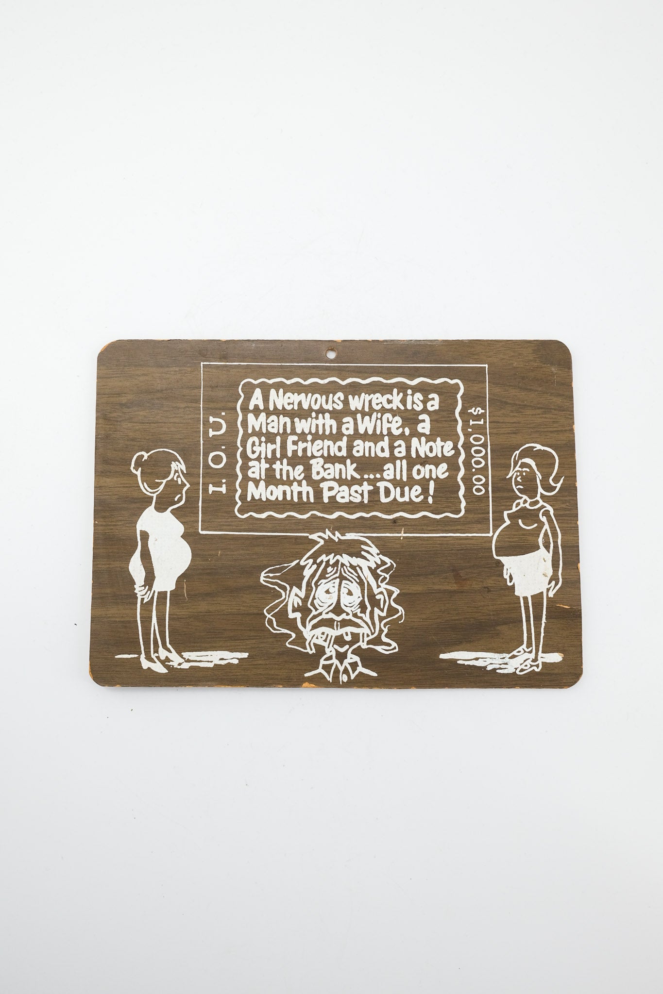 I.O.U. Wooden Plaque - "A Nervous Wreck" / I.O.U. 木製プラーク「神経衰弱」