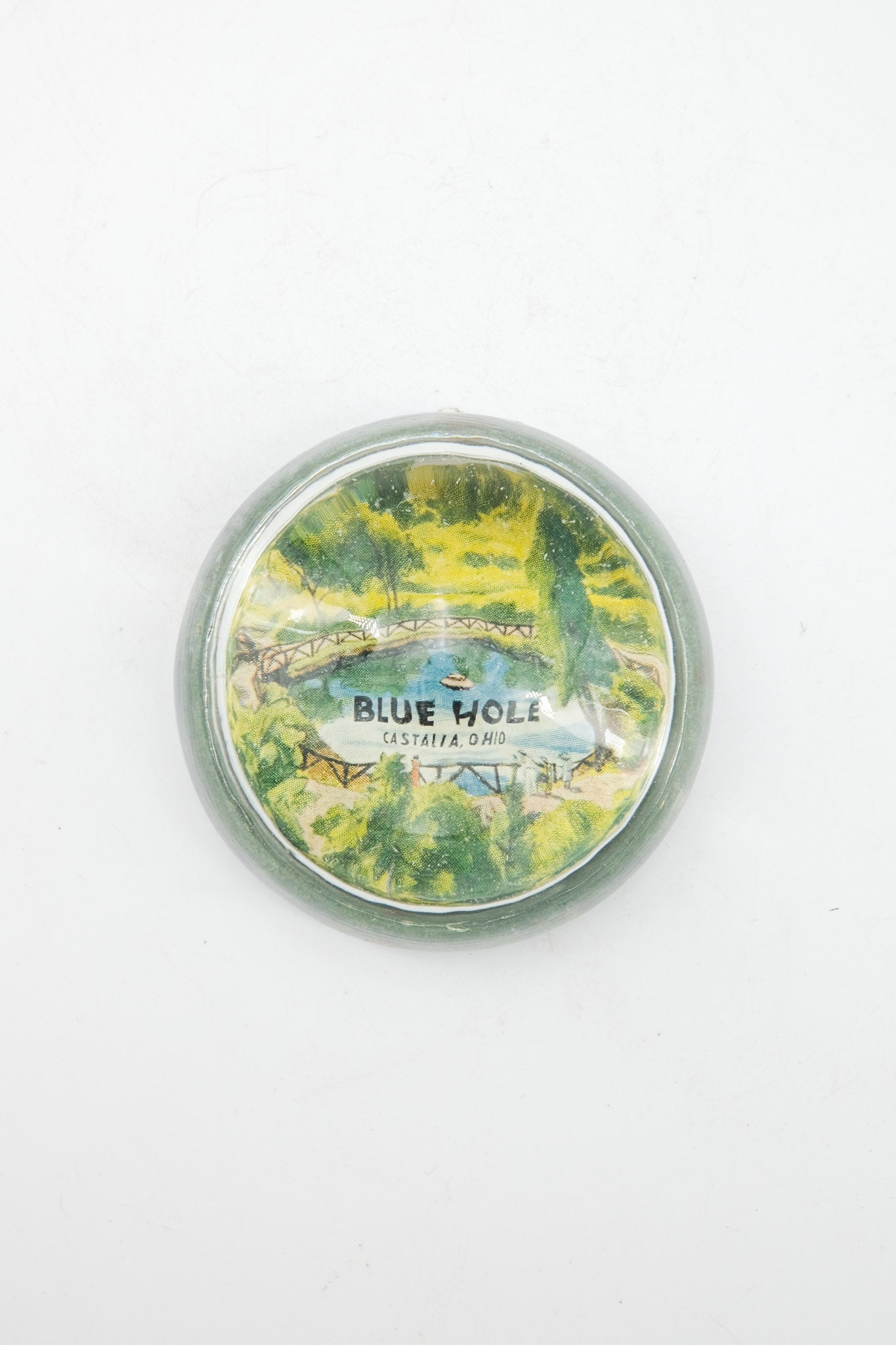 Glass Dome Paperweight - Blue Hole, Castalia, Ohio / ガラスドームペーパーウェイト - ブルーホール、カスタリア、オハイオ