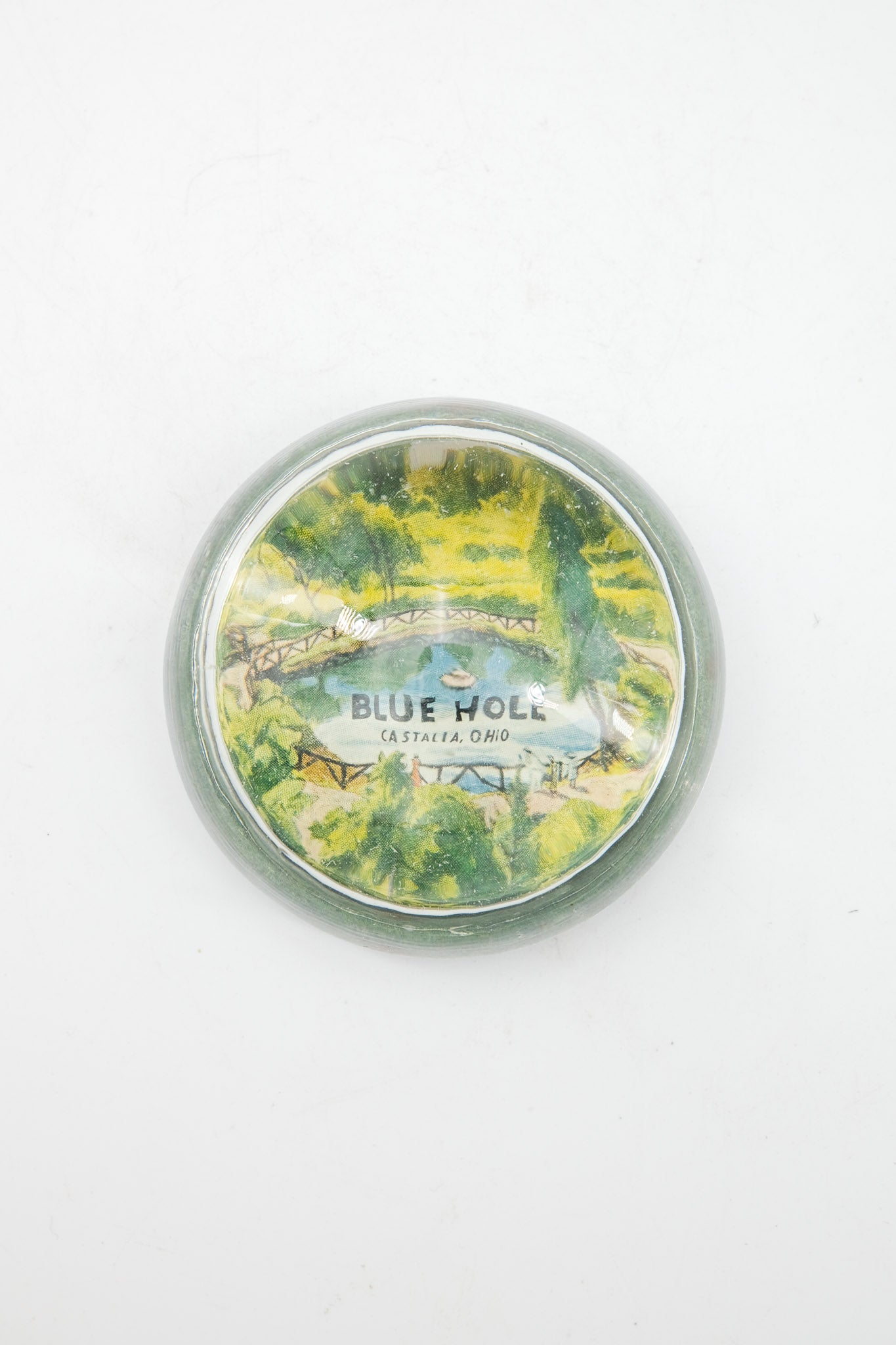 Glass Dome Paperweight - Blue Hole, Castalia, Ohio / ガラスドームペーパーウェイト - ブルーホール、カスタリア、オハイオ