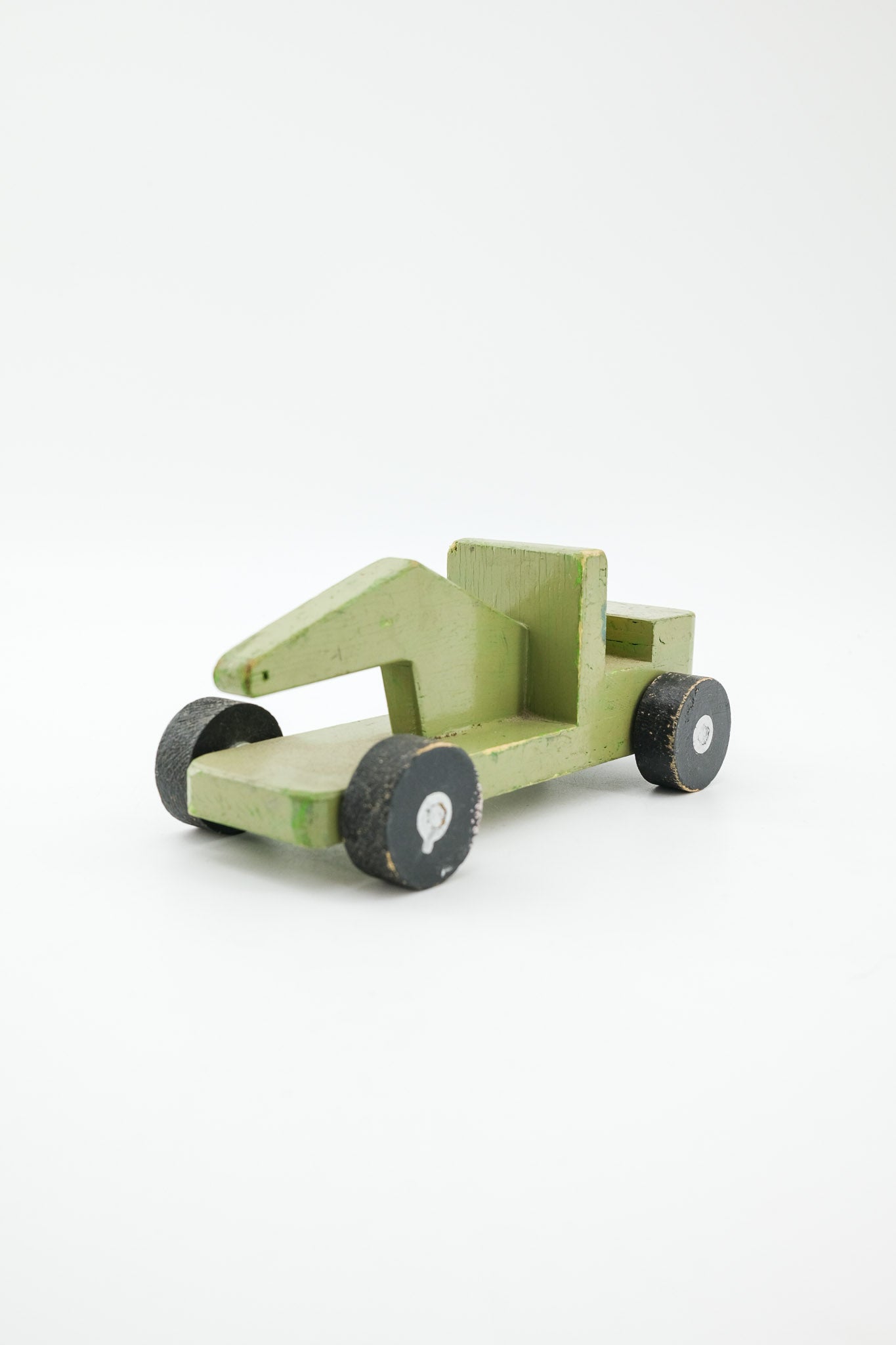 Vintage Wooden Crane Truck - Medium Green / ヴィンテージ 木製クレーントラック（ミディアムグリーン）