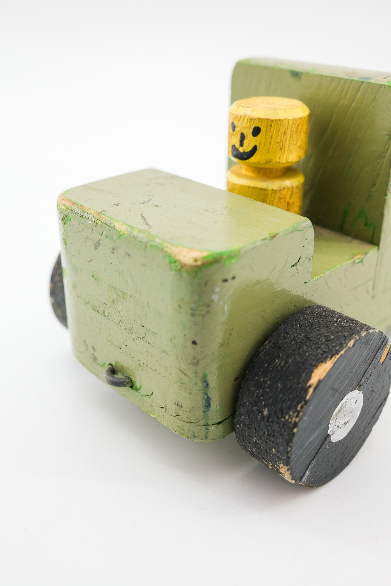 Vintage Wooden Crane Truck - Medium Green / ヴィンテージ 木製クレーントラック（ミディアムグリーン）