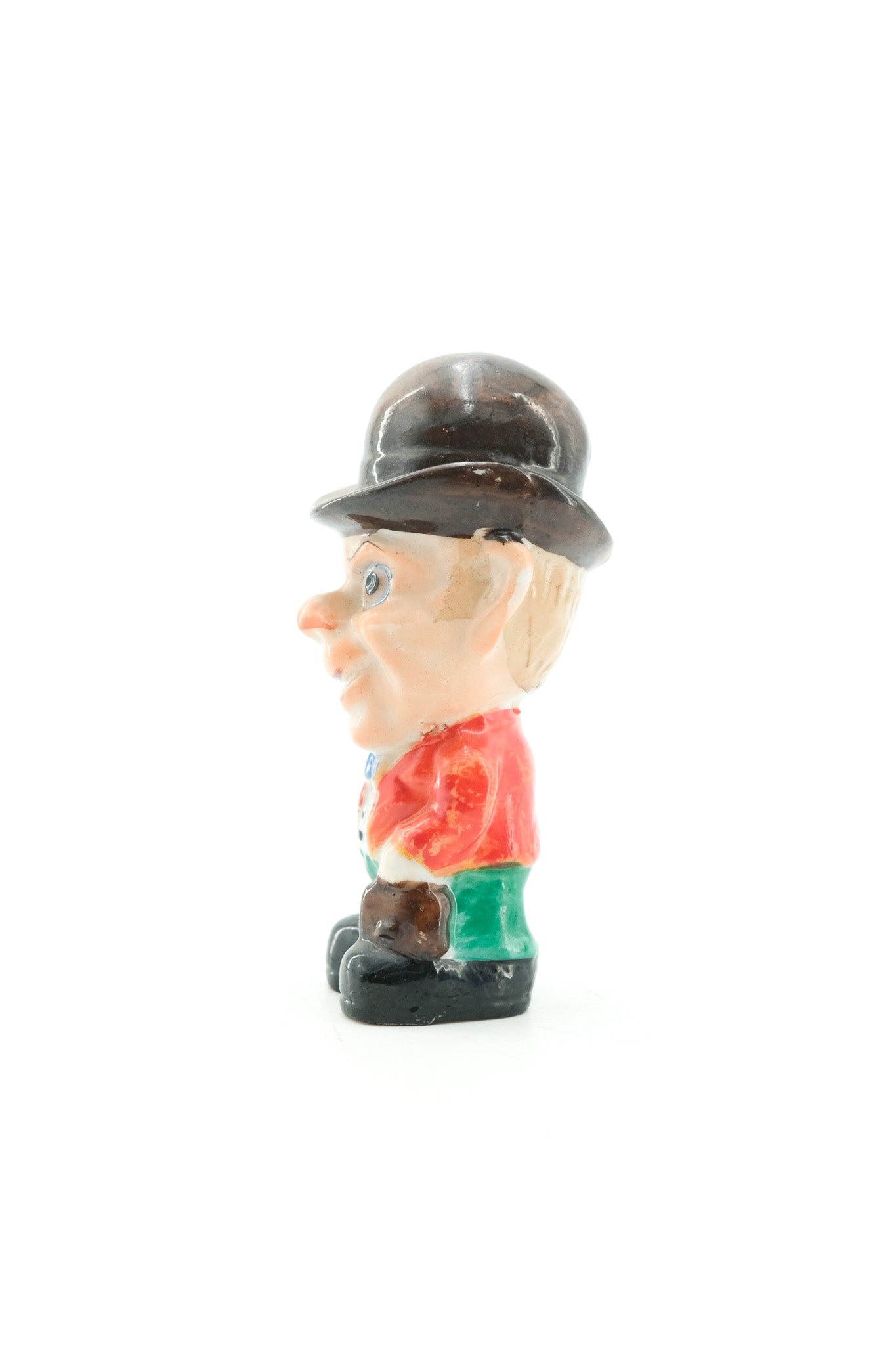 Vintage Ceramic Figurine / ボーラーハットの男性