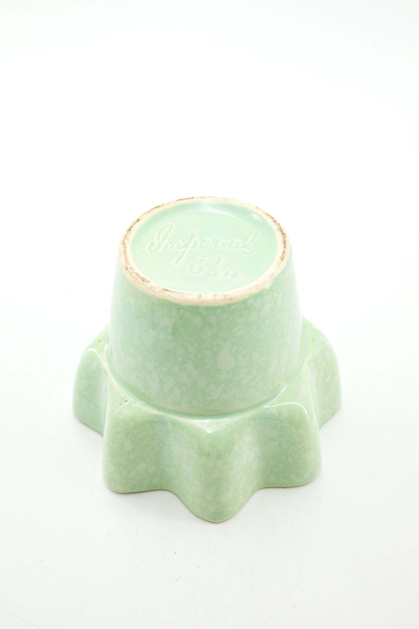 Imperial Glass Green Fluted Bowl / インペリアルガラス グリーン フルーツボウル