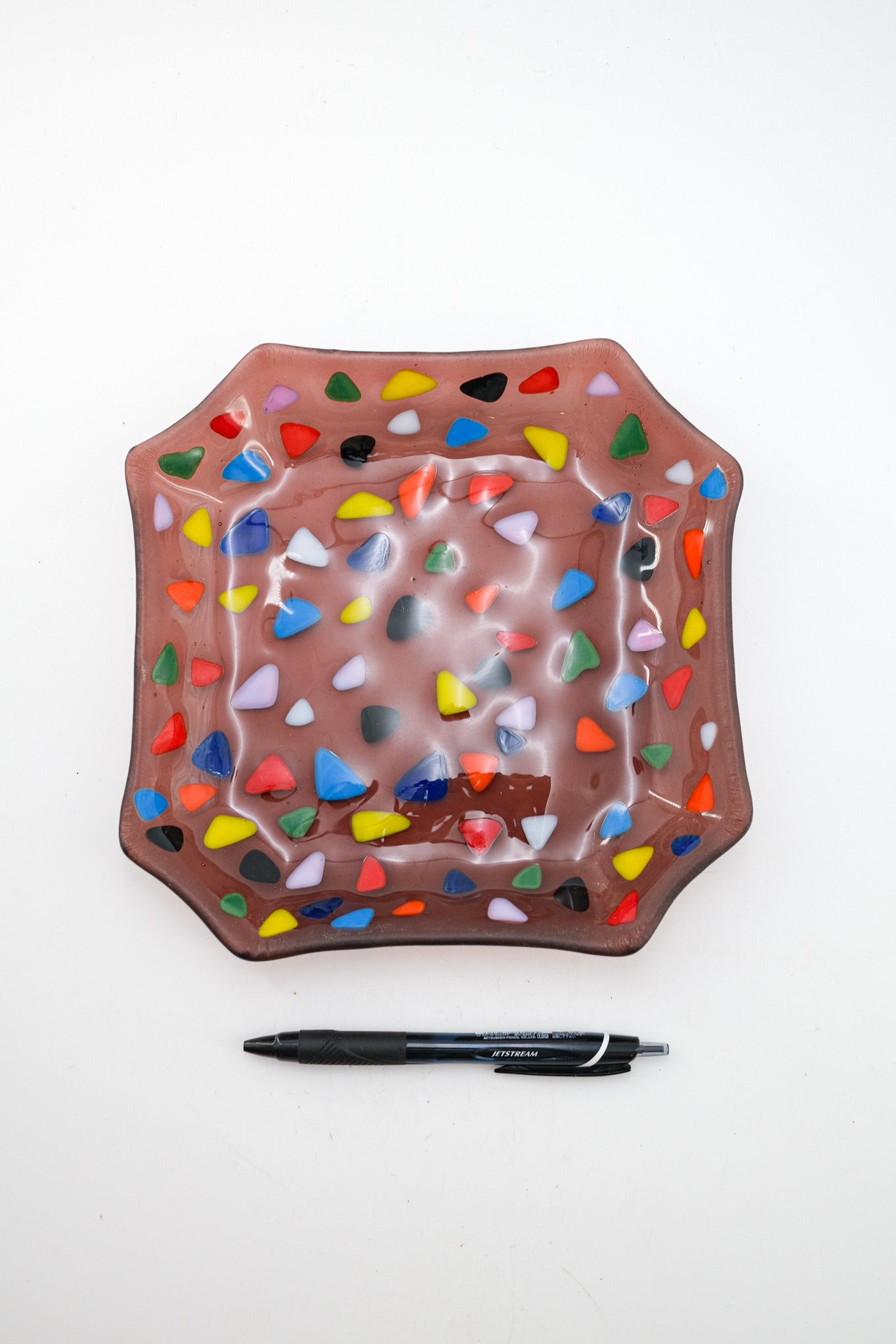 Glass Dish with Colorful Chips / カラフルなガラスチップのスクエアプレート