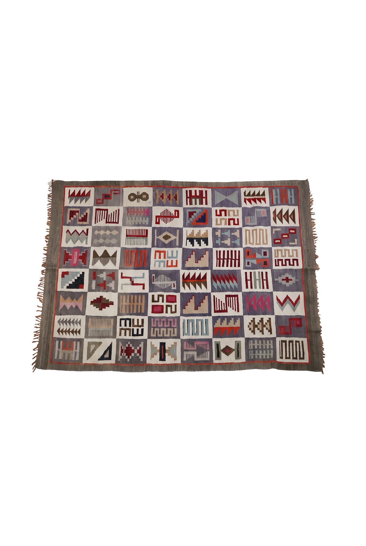 Geometric Pattern Kilim Rug / 幾何学柄 平織り キリムラグ