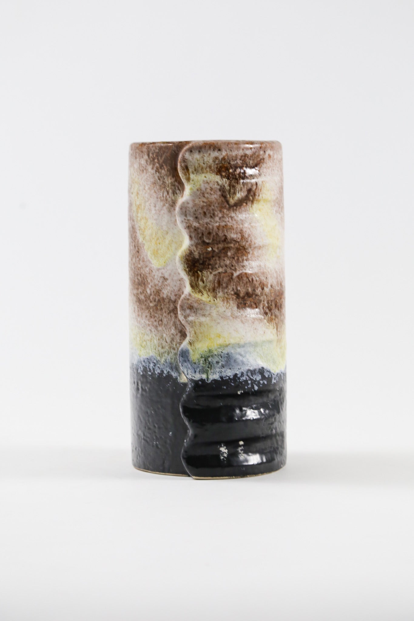 Yellow x Brown x Black Fat Lava Vase / 黄×茶×黒 ファットラバ 花器